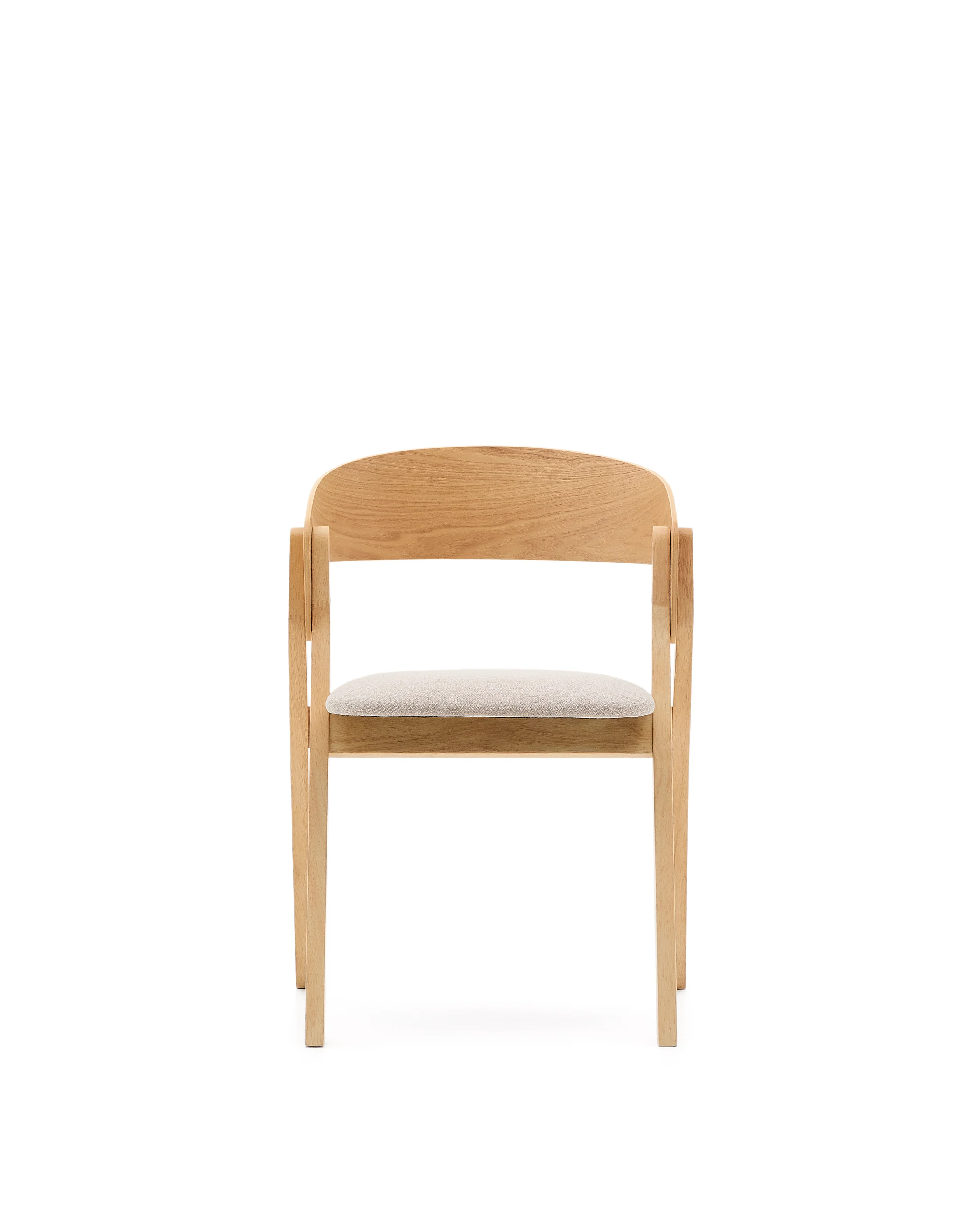 Stuhl Godia aus Eschefurnier und massivem Kautschukholz mit naturfarbenem Finish und beigefarbener Chenille - Image 8