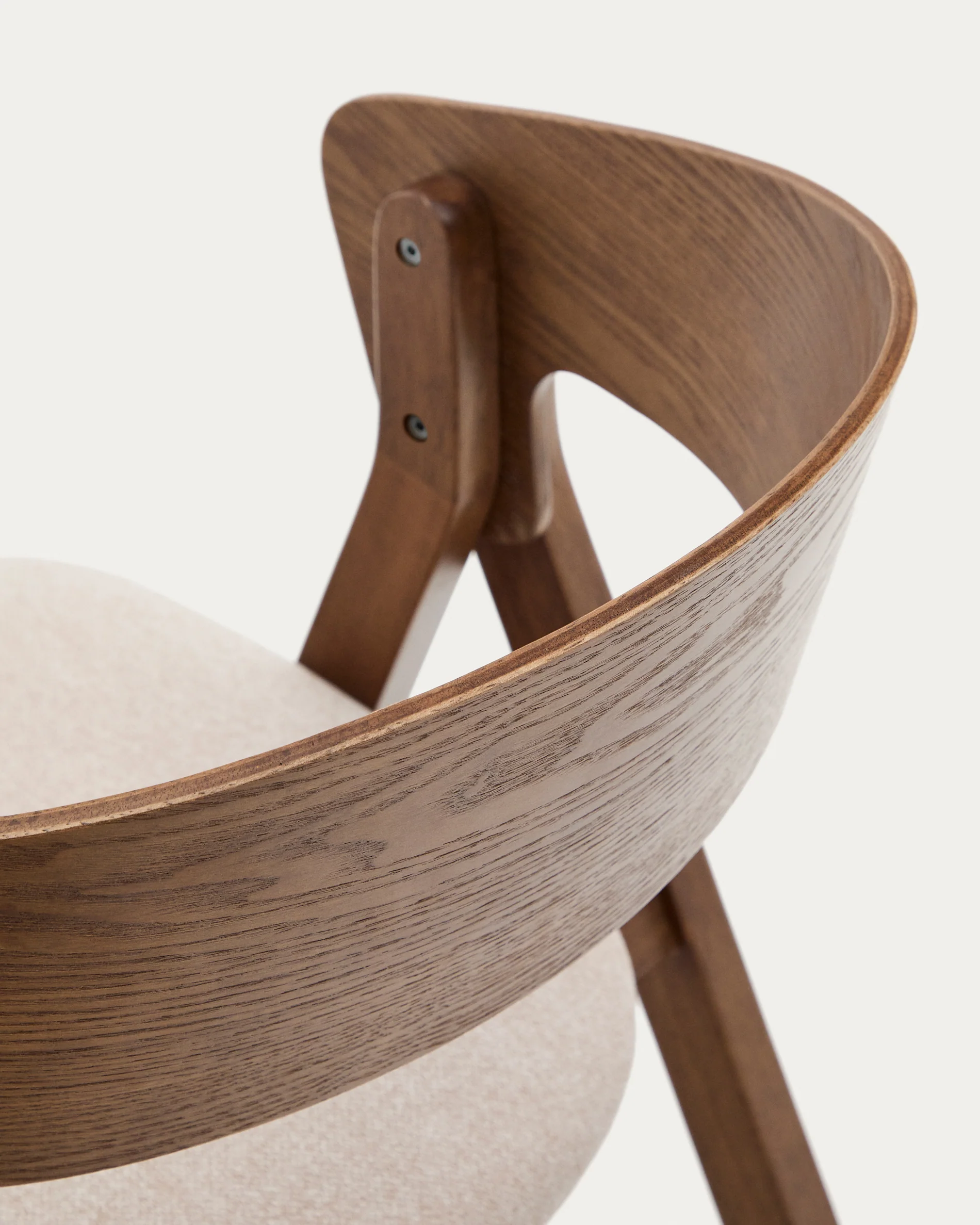 Stuhl Godia aus Eschefurnier und massivem Kautschukholz mit Wengé-Finish und beigefarbener Chenille - Image 11