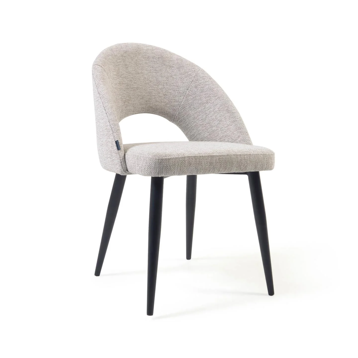 Stuhl Mael beiger mit Stahlbeinen mit schwarzem Finish