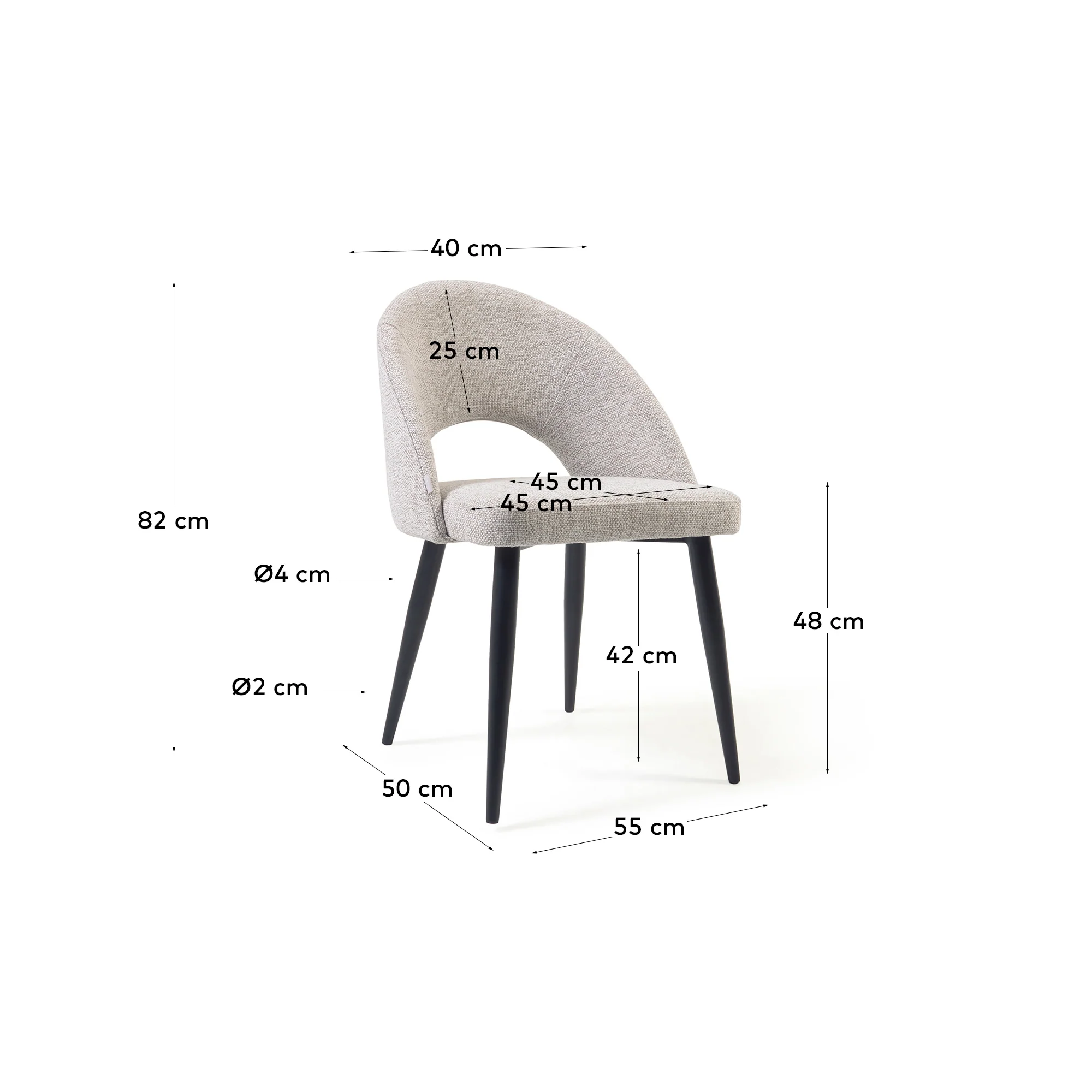 Stuhl Mael beiger mit Stahlbeinen mit schwarzem Finish - Image 4