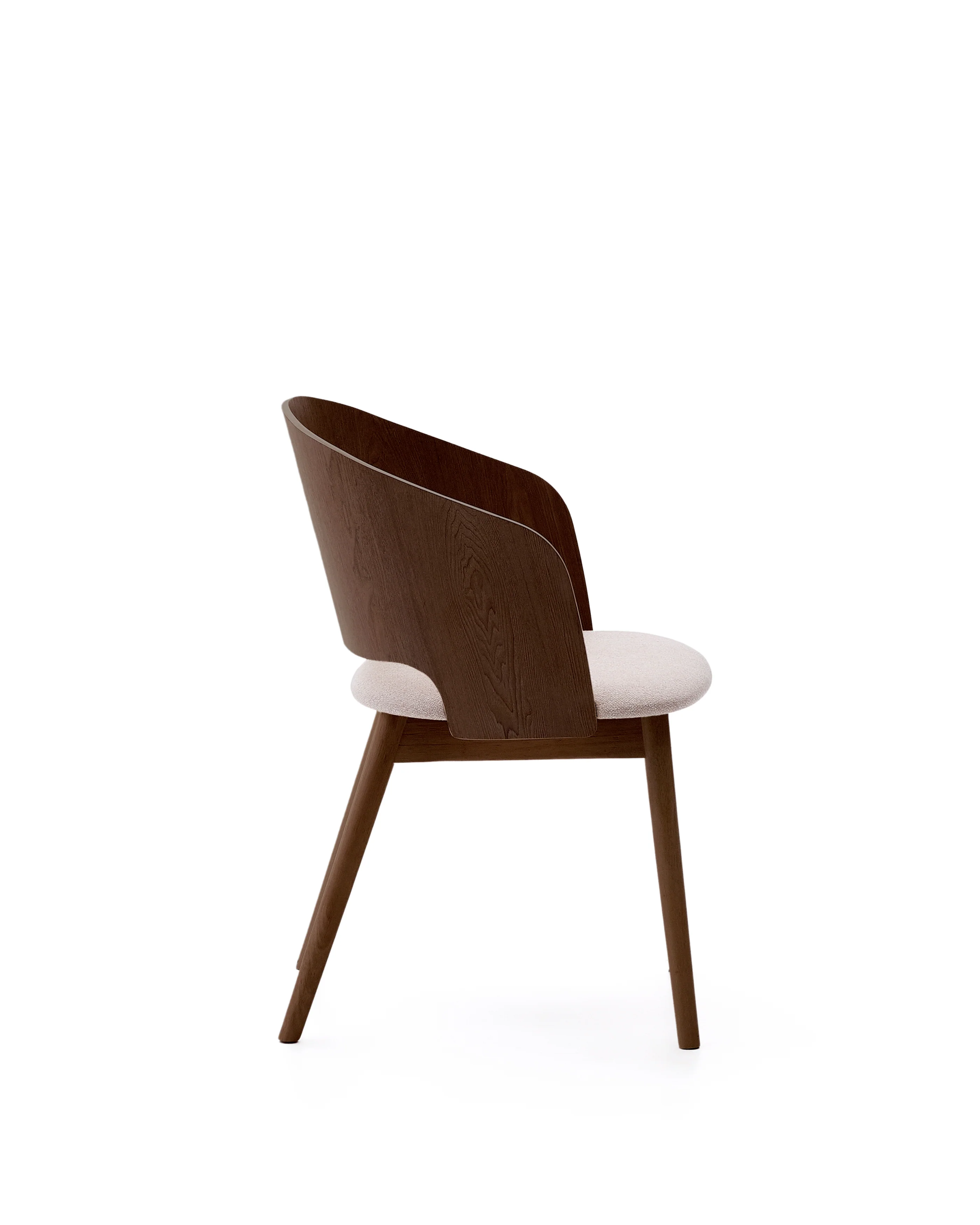 Stuhl Senoa aus Eschefurnier und massivem Kautschukholz mit Wengé-Finish und beigefarbener Chenille - Image 2