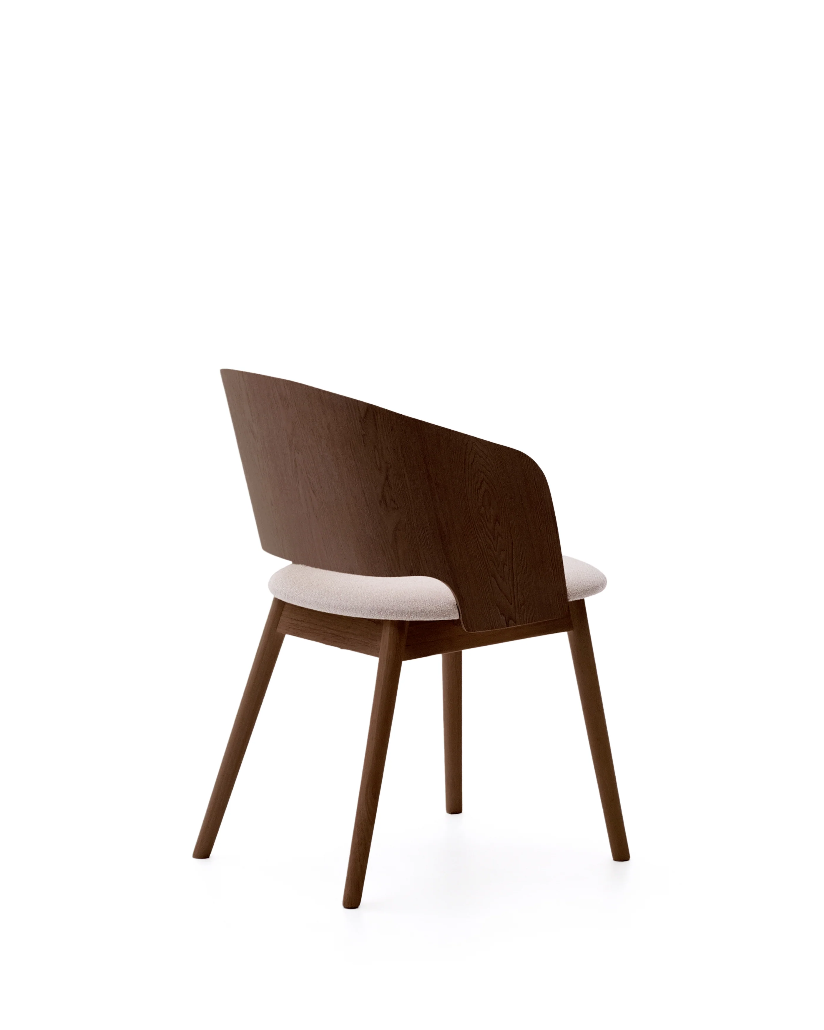 Stuhl Senoa aus Eschefurnier und massivem Kautschukholz mit Wengé-Finish und beigefarbener Chenille - Image 3