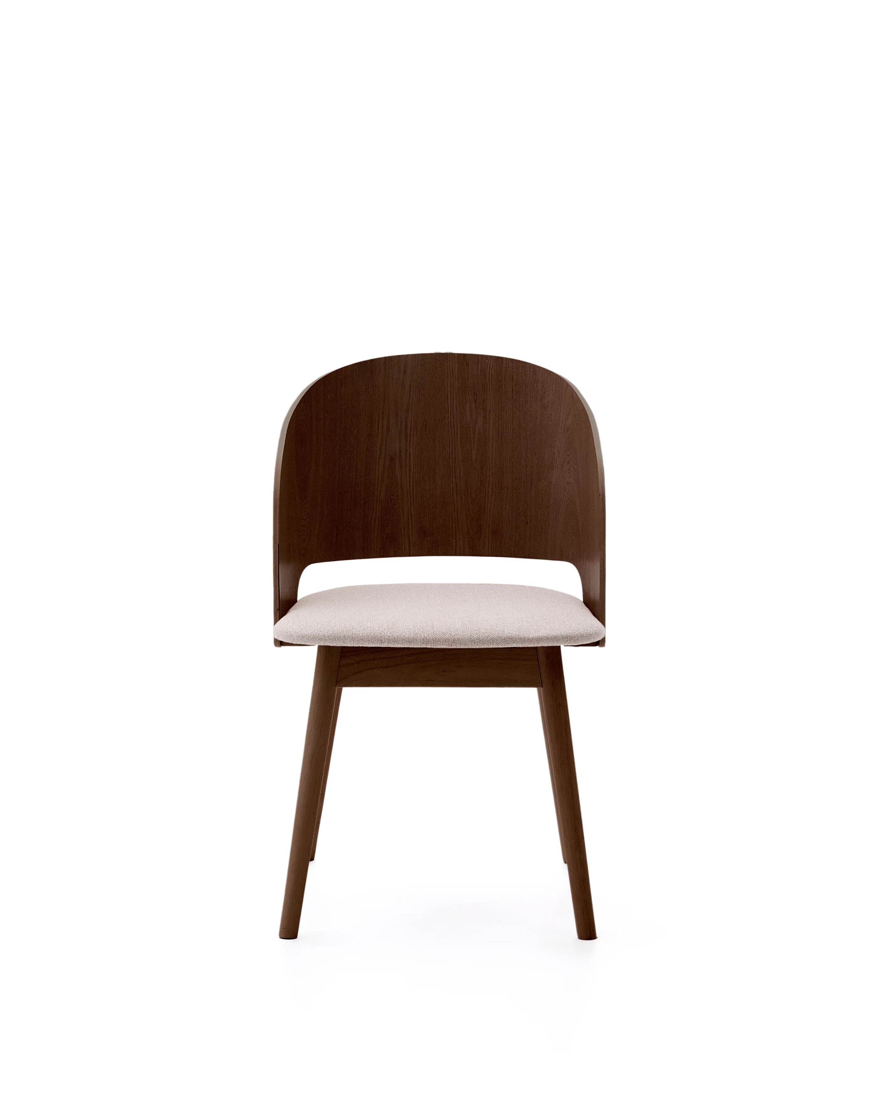 Stuhl Senoa aus Eschefurnier und massivem Kautschukholz mit Wengé-Finish und beigefarbener Chenille - Image 4