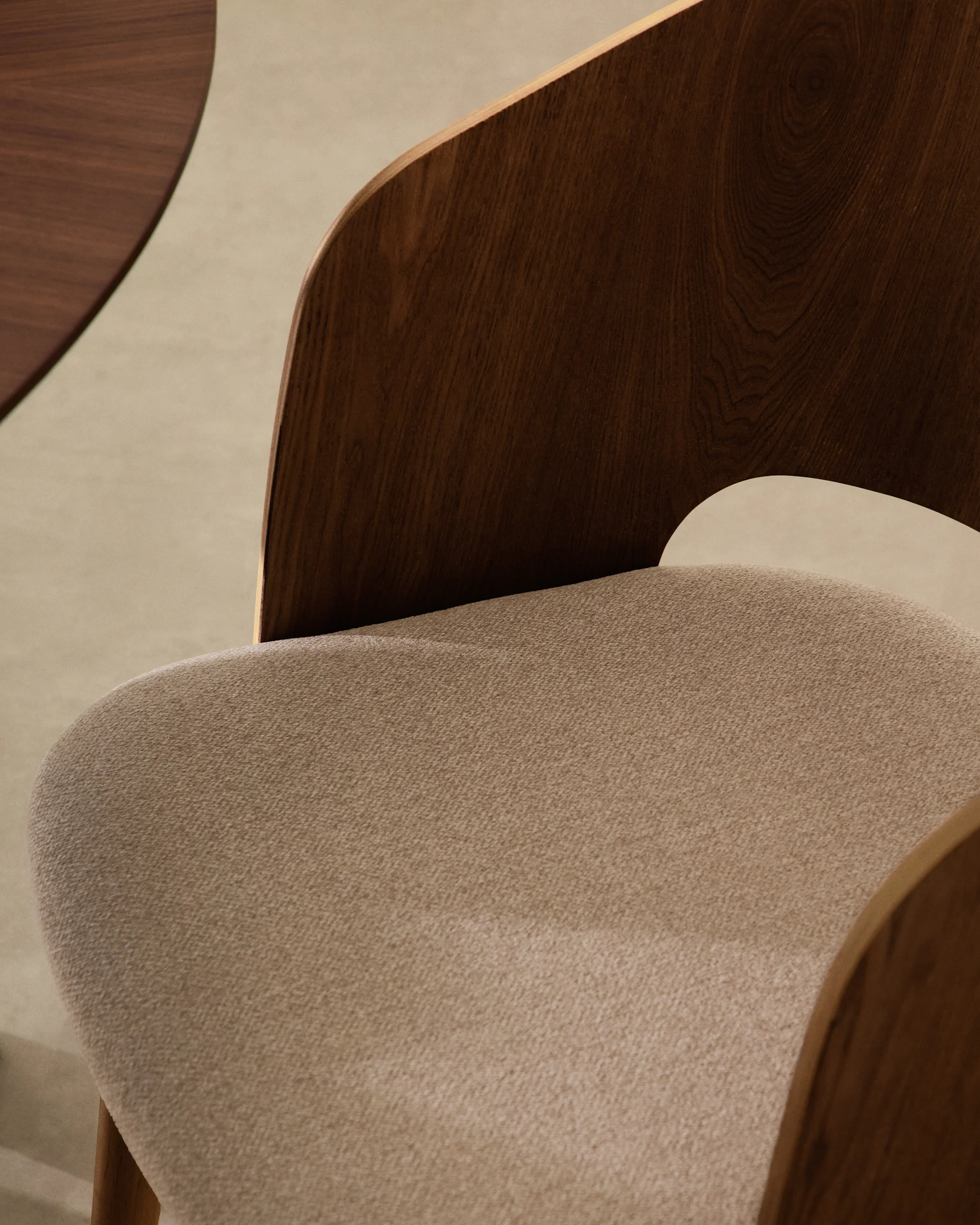 Stuhl Senoa aus Eschefurnier und massivem Kautschukholz mit Wengé-Finish und beigefarbener Chenille - Image 6