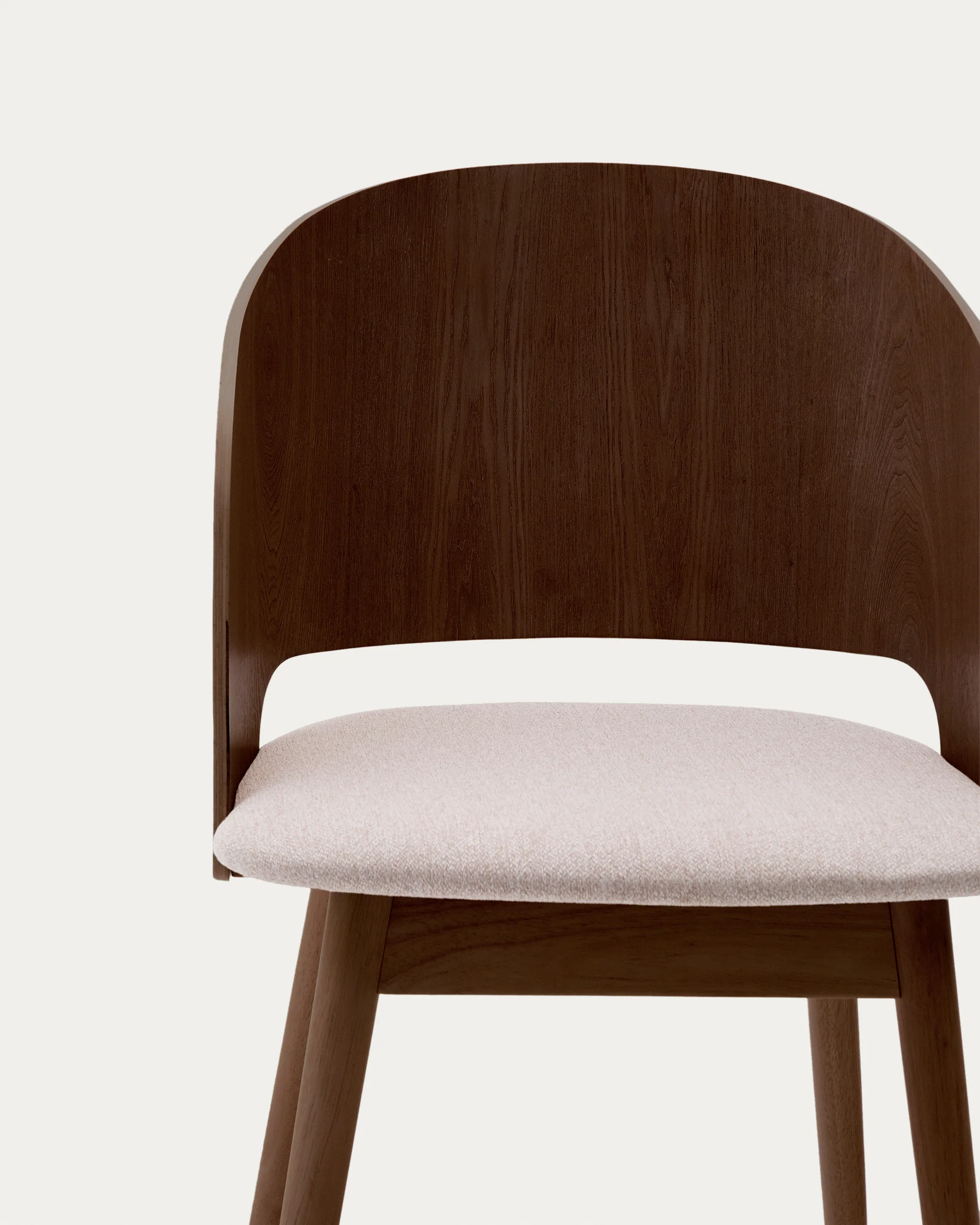 Stuhl Senoa aus Eschefurnier und massivem Kautschukholz mit Wengé-Finish und beigefarbener Chenille - Image 7