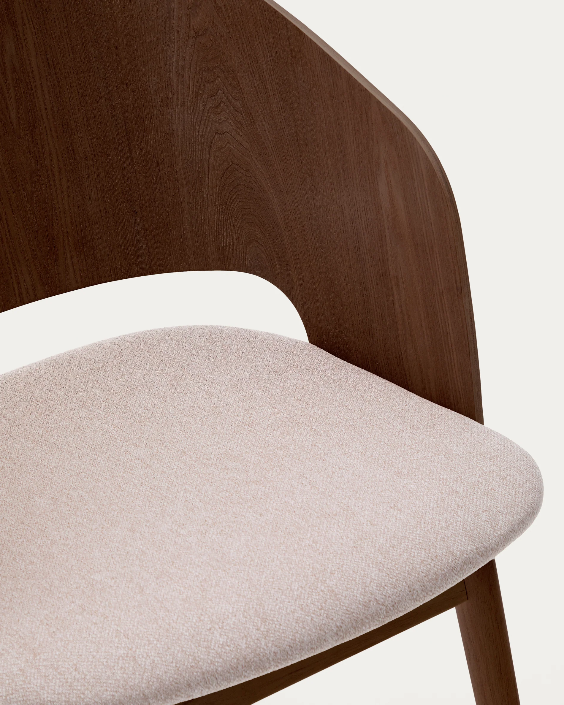 Stuhl Senoa aus Eschefurnier und massivem Kautschukholz mit Wengé-Finish und beigefarbener Chenille - Image 8