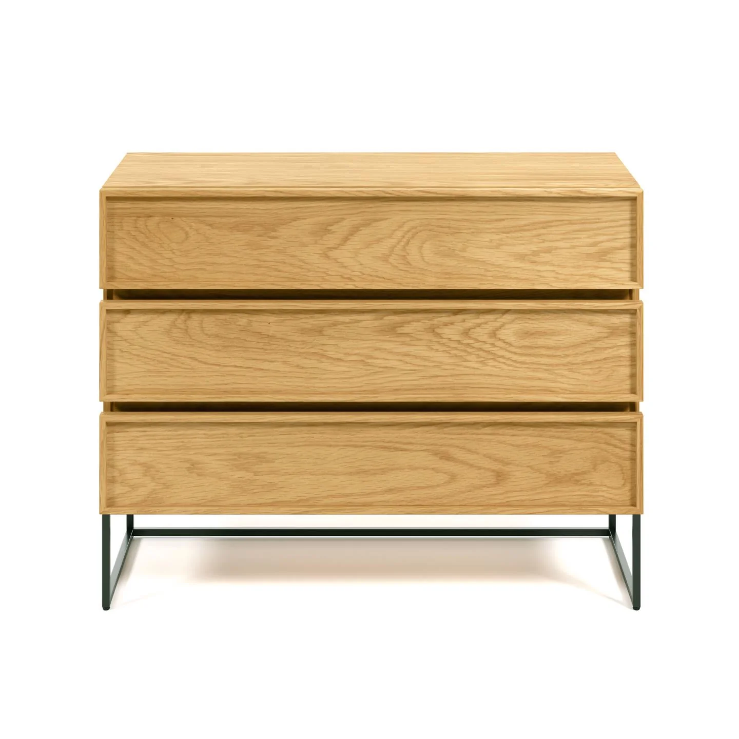 Taiana Kommode mit 3 Schubladen mit Eichenfurnier und schwarzer Stahlstruktur 100 x 78 cm - Image 5