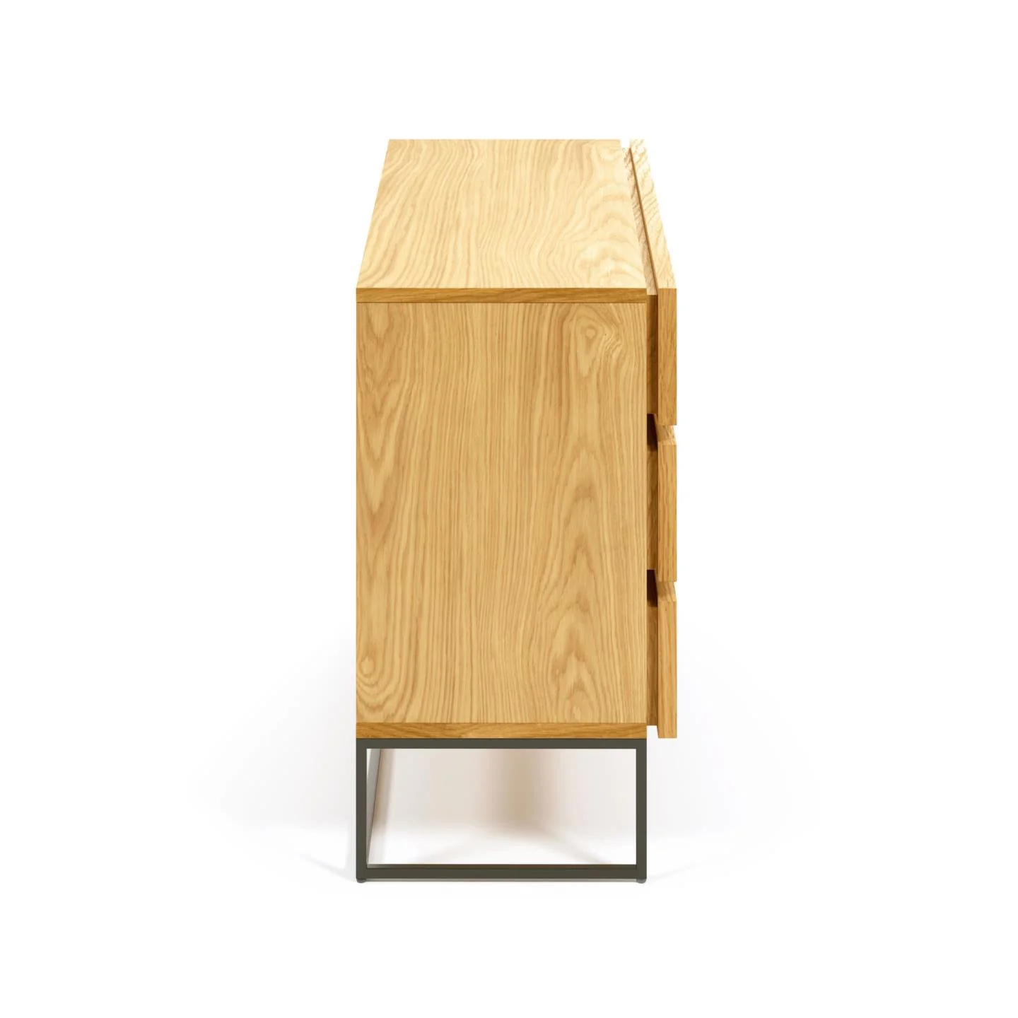 Taiana Kommode mit 3 Schubladen mit Eichenfurnier und schwarzer Stahlstruktur 100 x 78 cm - Image 6