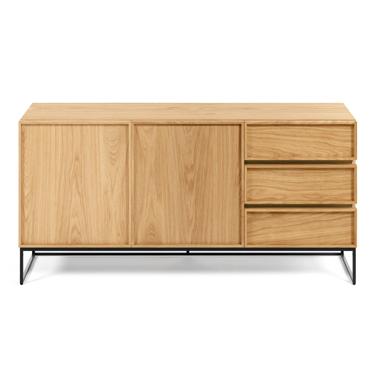 Taiana Sideboard 2 Türen 3 Schubladen Eichenfurnier Stahlgestell in Schwarz 160 x 78 cm - Image 6