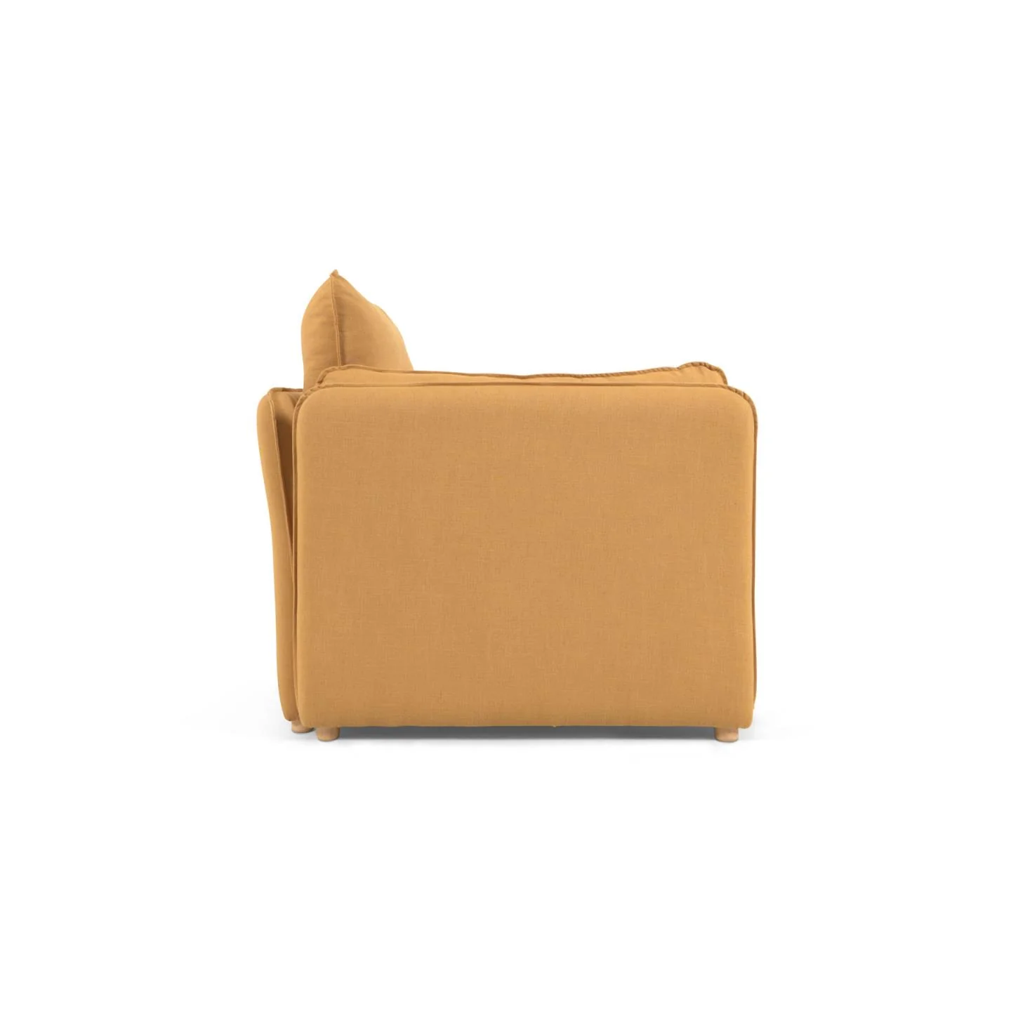 Tanit Schlafsofa senffarben und Beine aus massivem Buchenholz natürliches Finish 210 cm - Image 5