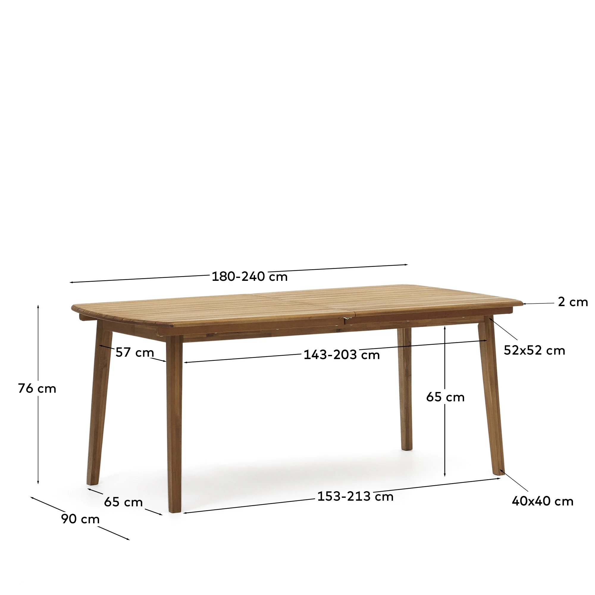 Thianna Outdoorausziehtisch aus massivem Akazienholz 180 (240) x 90 cm FSC 100% - Image 4