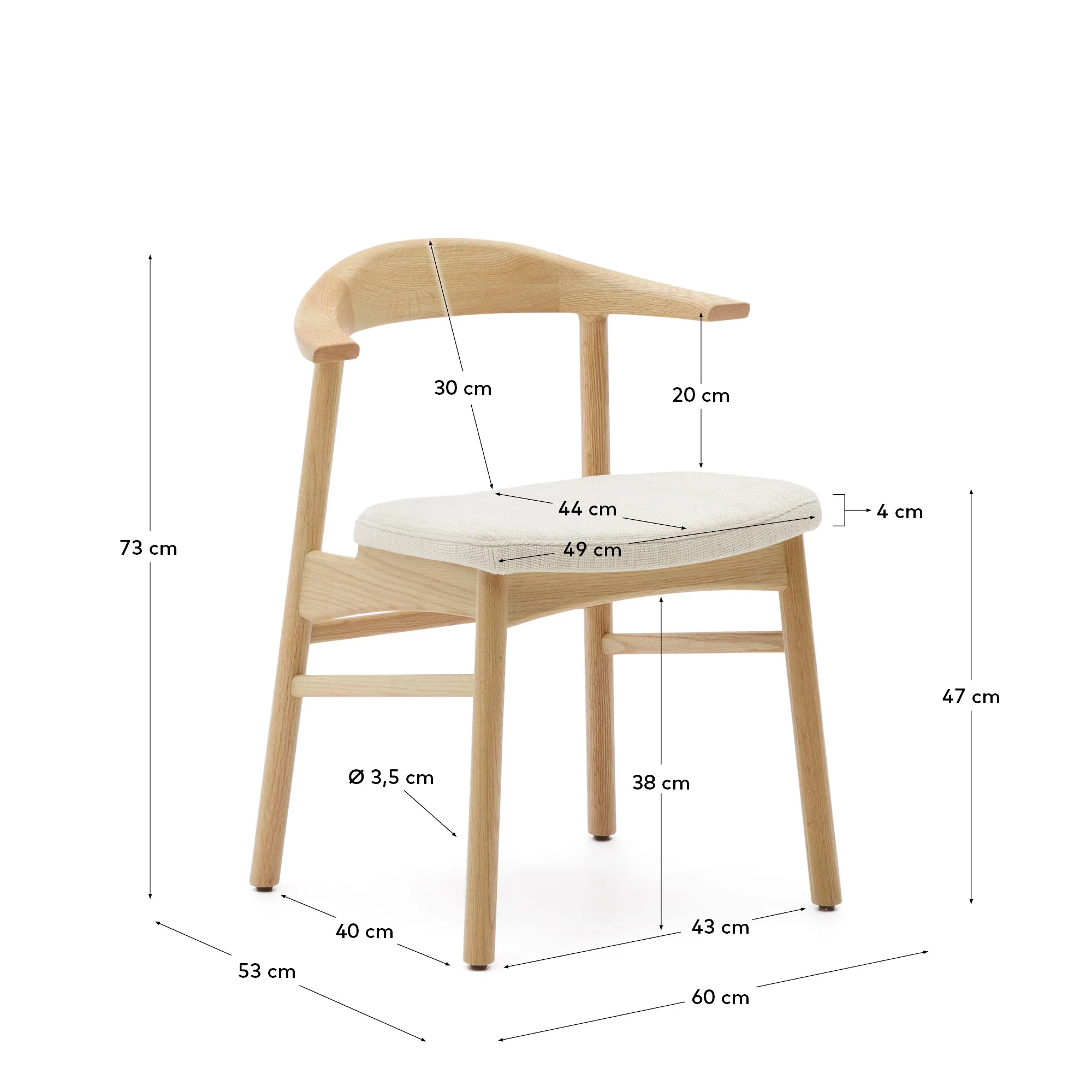 Timons Stuhl abnehmbarer Bezug Chenille beige massive Eiche Natur-Finish FSC Mix Credit - Image 14