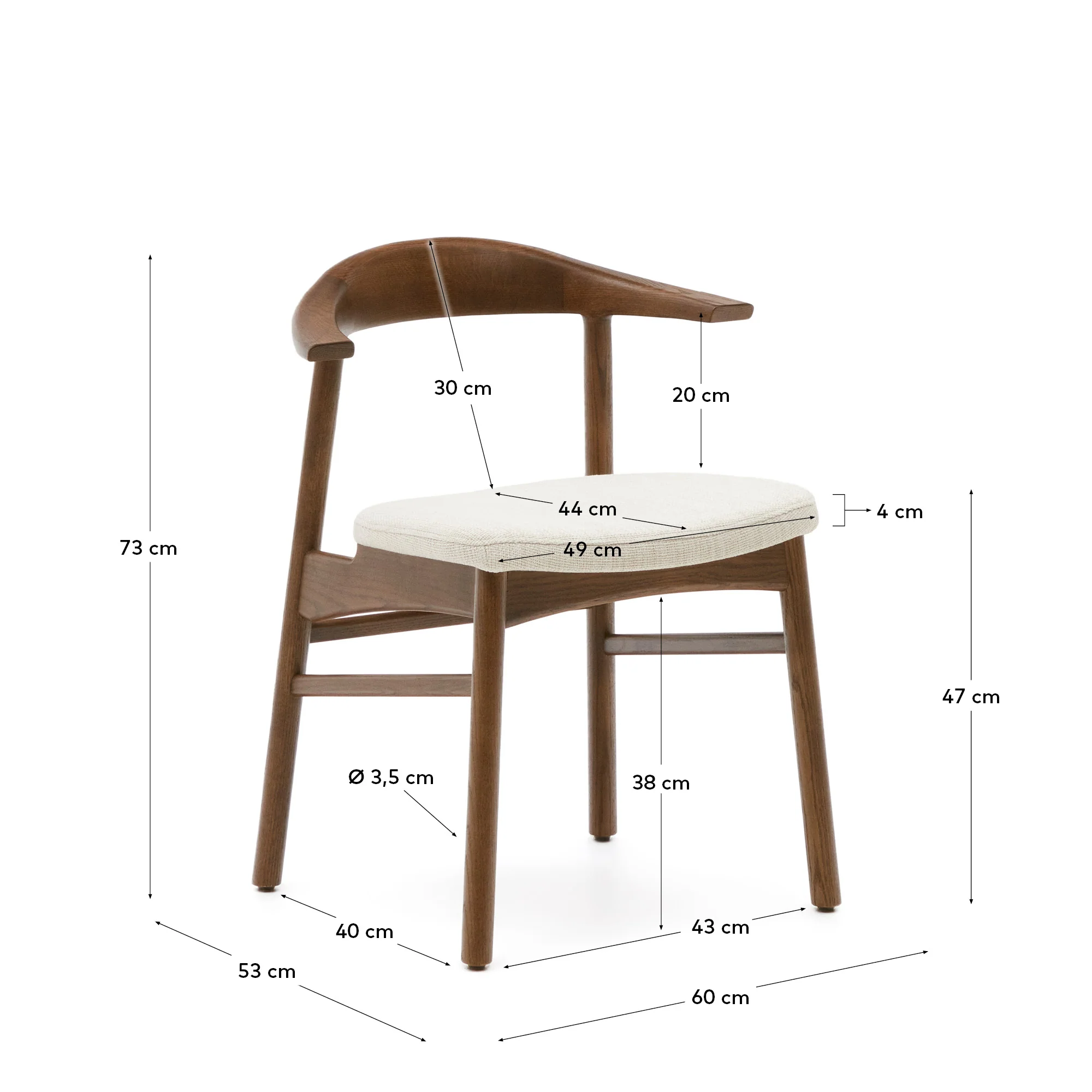 Timons Stuhl abnehmbarer Bezug Chenille beige massive Eiche Nussbaum-Finish FSC Mix Credit - Image 12