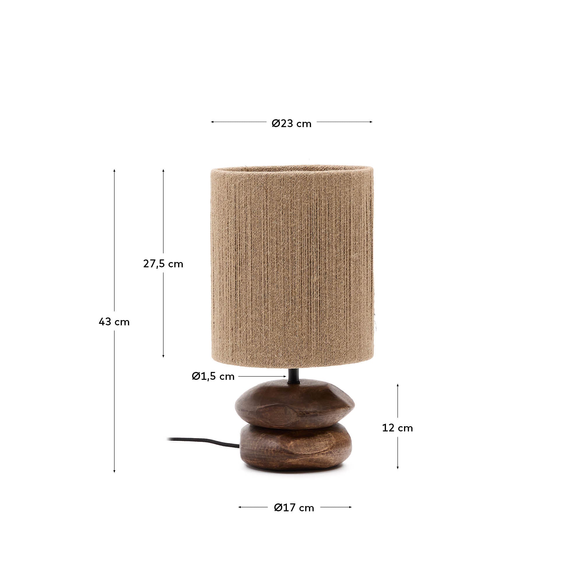 Tischleuchte Kor aus Akazienholz mit dunklem Finish und Jute - Image 6