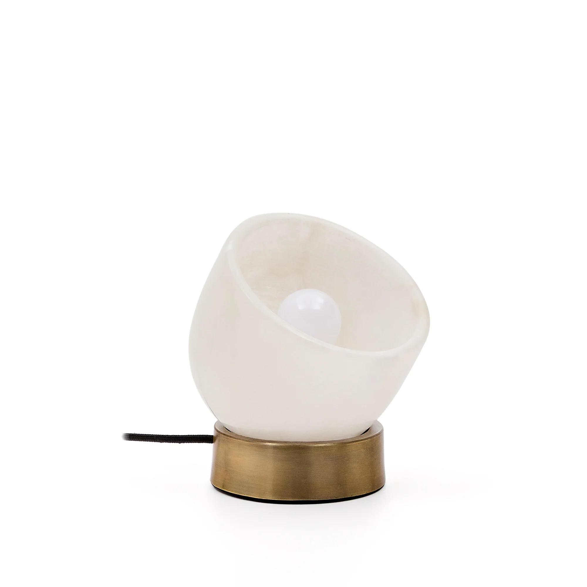Tischleuchte Shenli aus Alabaster und Metall mit Messing-Finish.