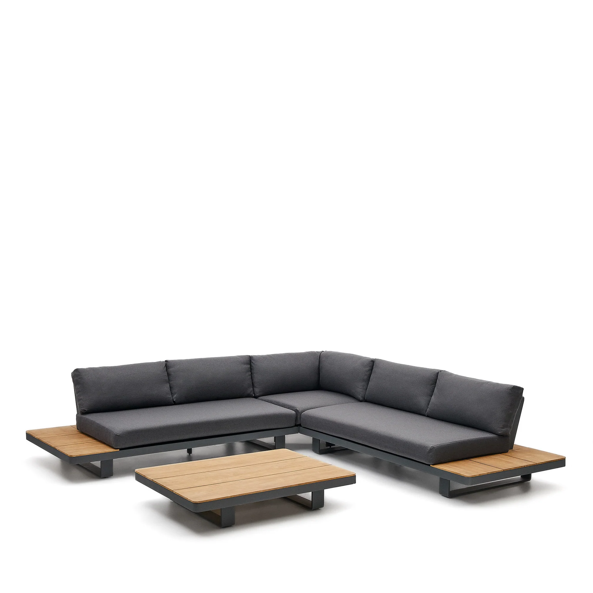 Tosqueta Set 5-Sitzer-Ecksofa und Tisch aus Aluminium und massivem Teakholz FSC 100% - Image 7