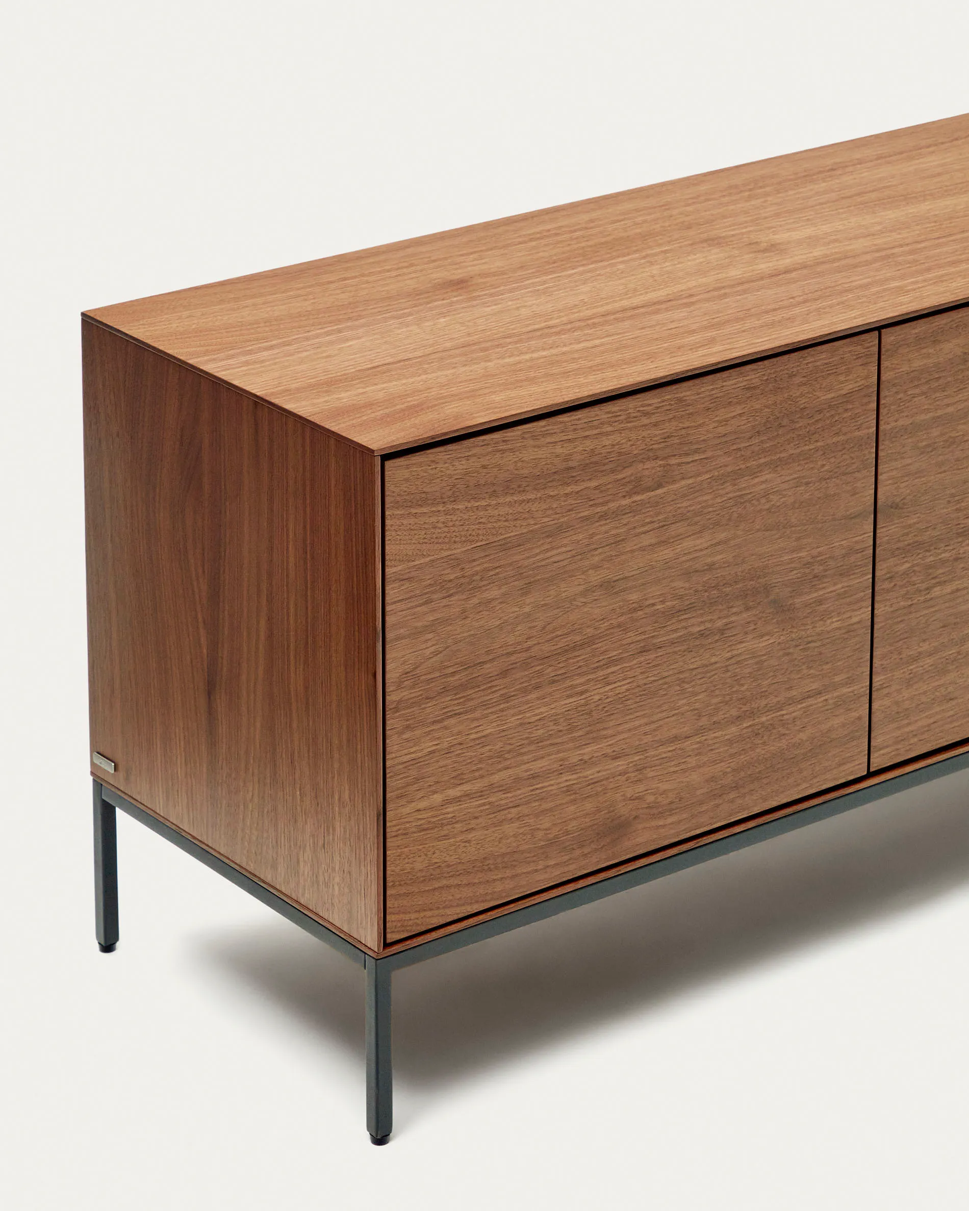 TV-Schrank Vedrana 3 Türen aus Nussholzfurnier und Stahlbeine in Schwarz 195 x 55 cm - Image 7