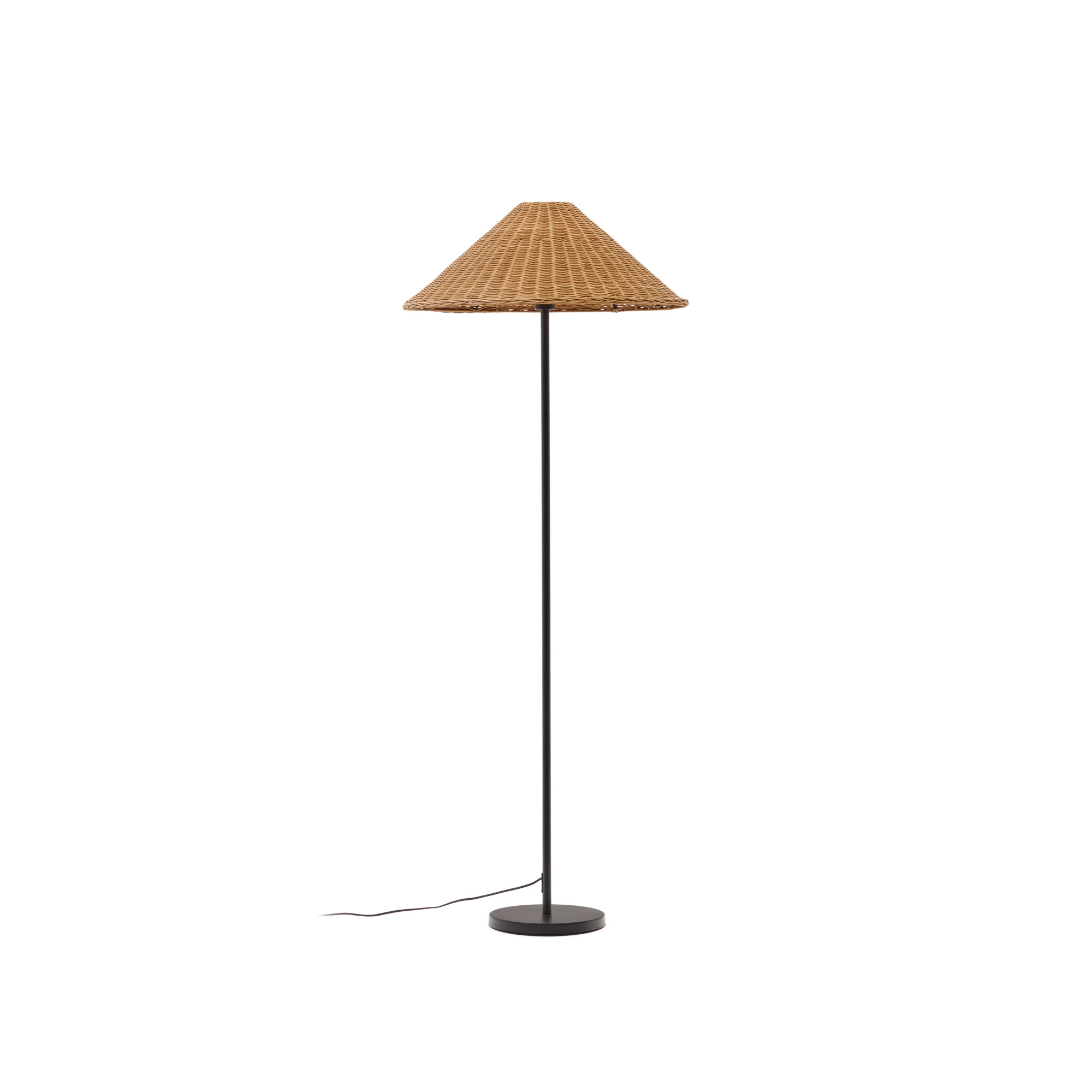 Urania Stehleuchte aus Rattan und Metall mit schwarzer Lackierung