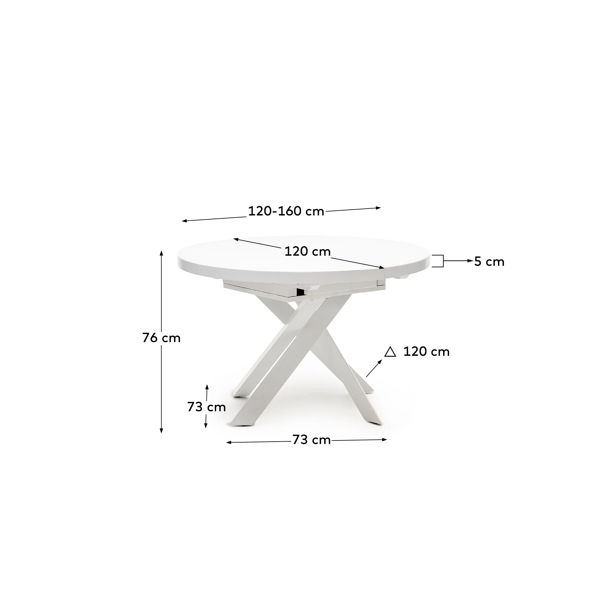 Vashti Ausziehtisch Weiss Ø 120 x 120 oder 160 cm - Image 4