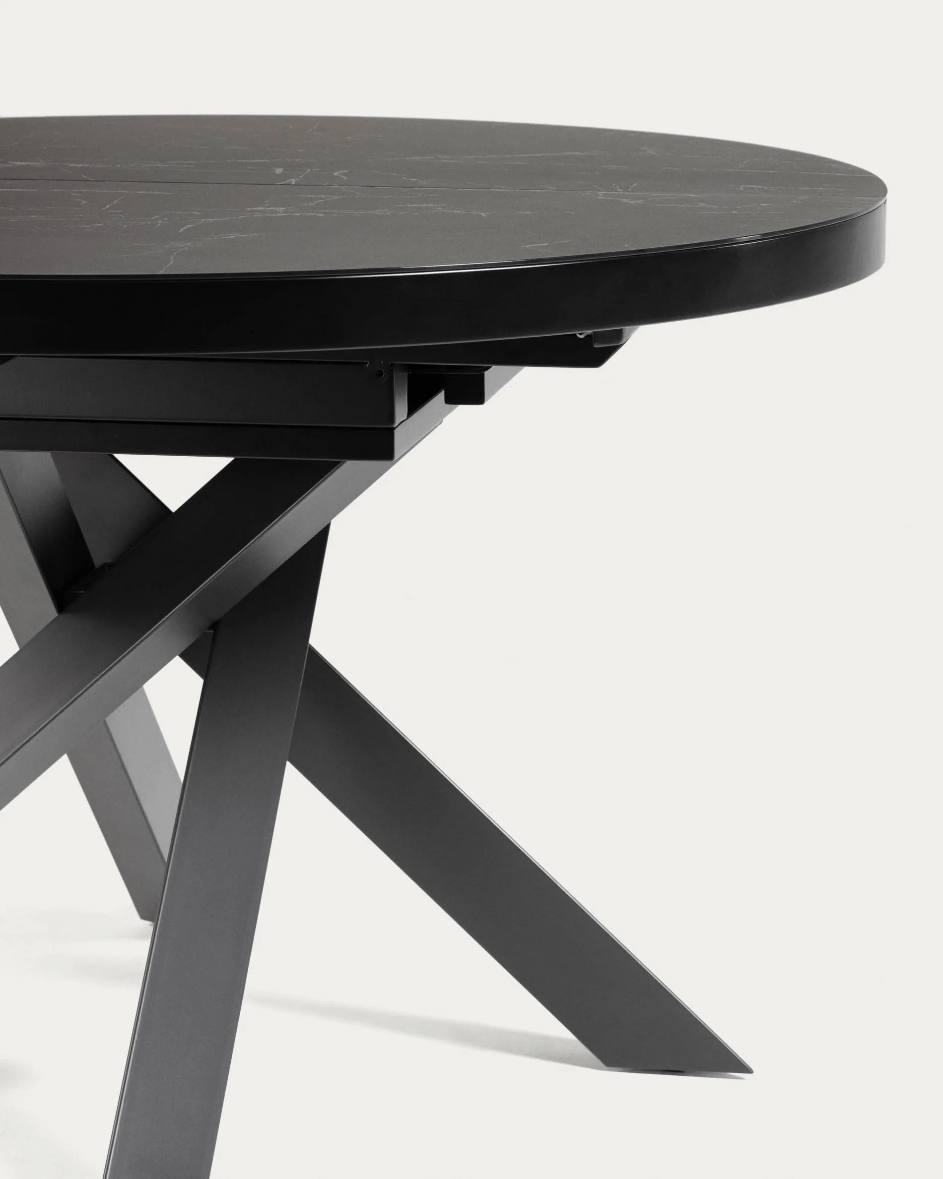 Vashti Ausziehtisch Feinsteinzeugplatte Schwarz Ø 120 x 120 oder 160 cm - Image 6