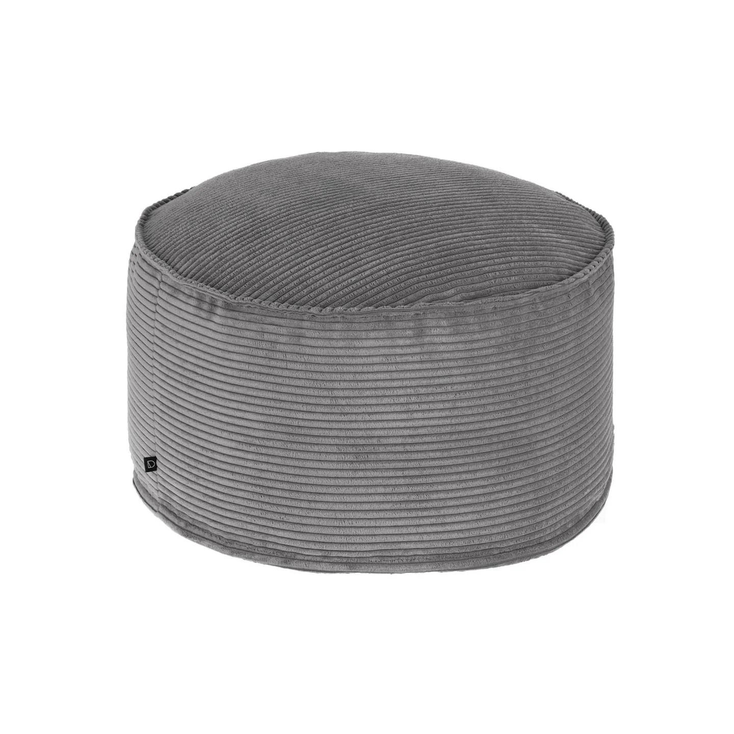 Wilma großer Pouf breiter Cord grau Ø 70 cm