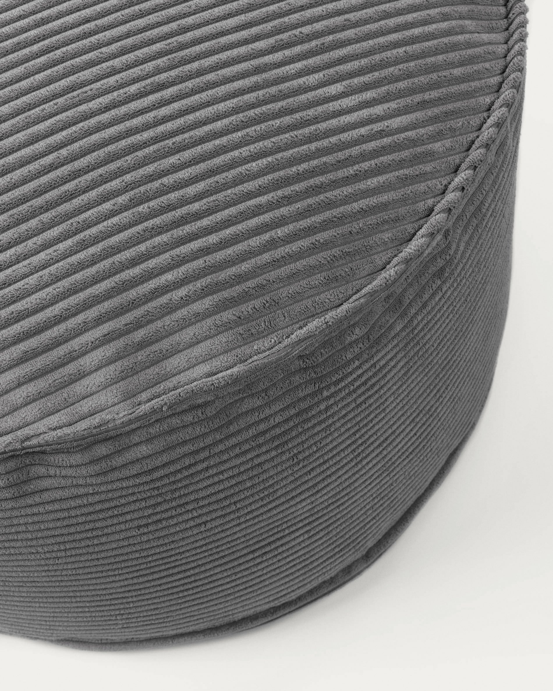 Wilma großer Pouf breiter Cord grau Ø 70 cm - Image 3