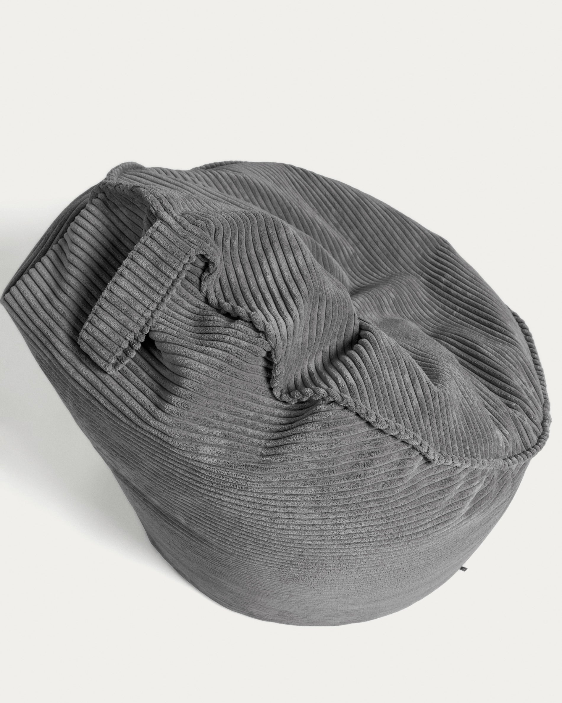 Wilma Pouf breiter Cord grau Ø 80 cm - Image 6
