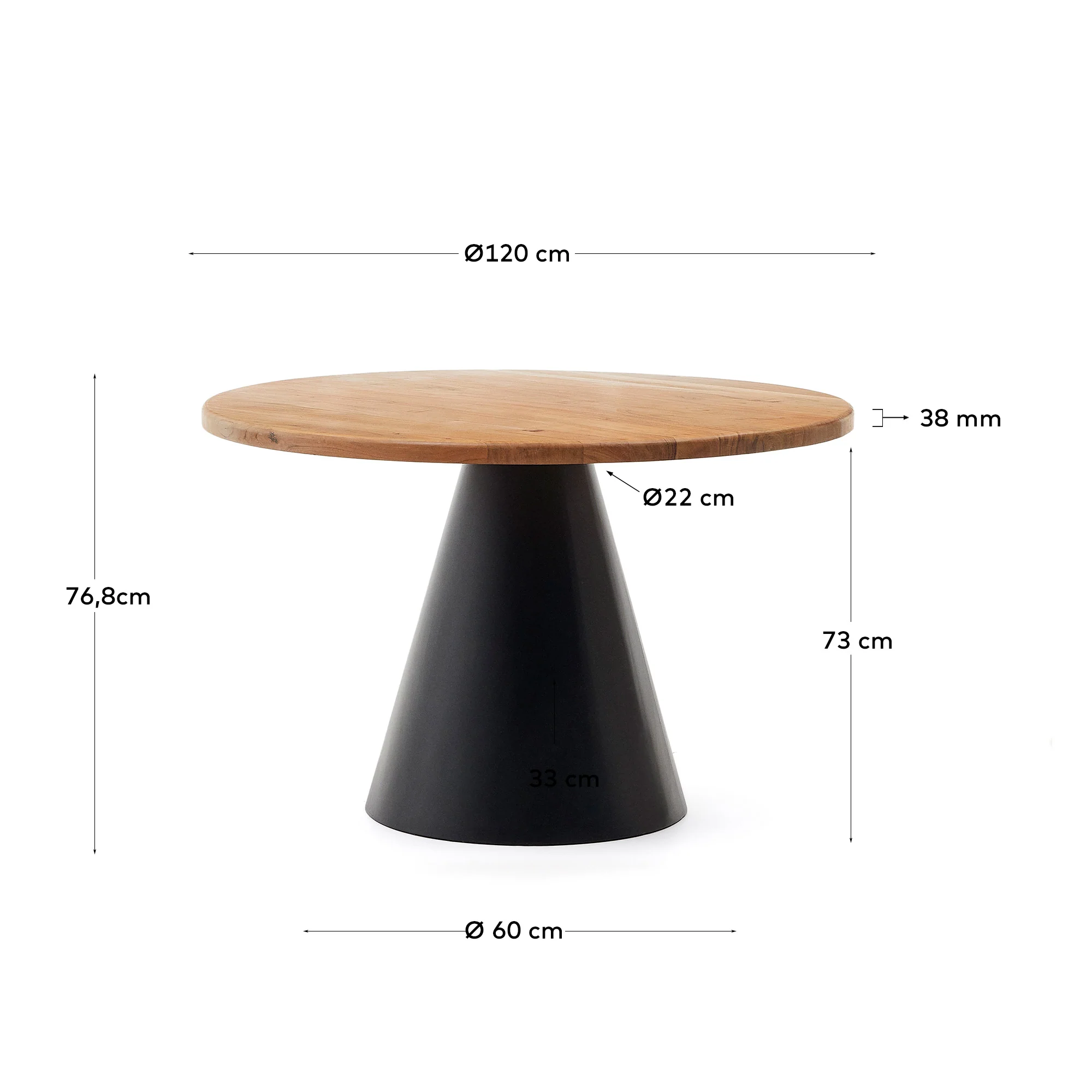 Wilshire runder Tisch aus massivem Akazienholz und Stahl in Schwarz Ø 120 cm - Image 3