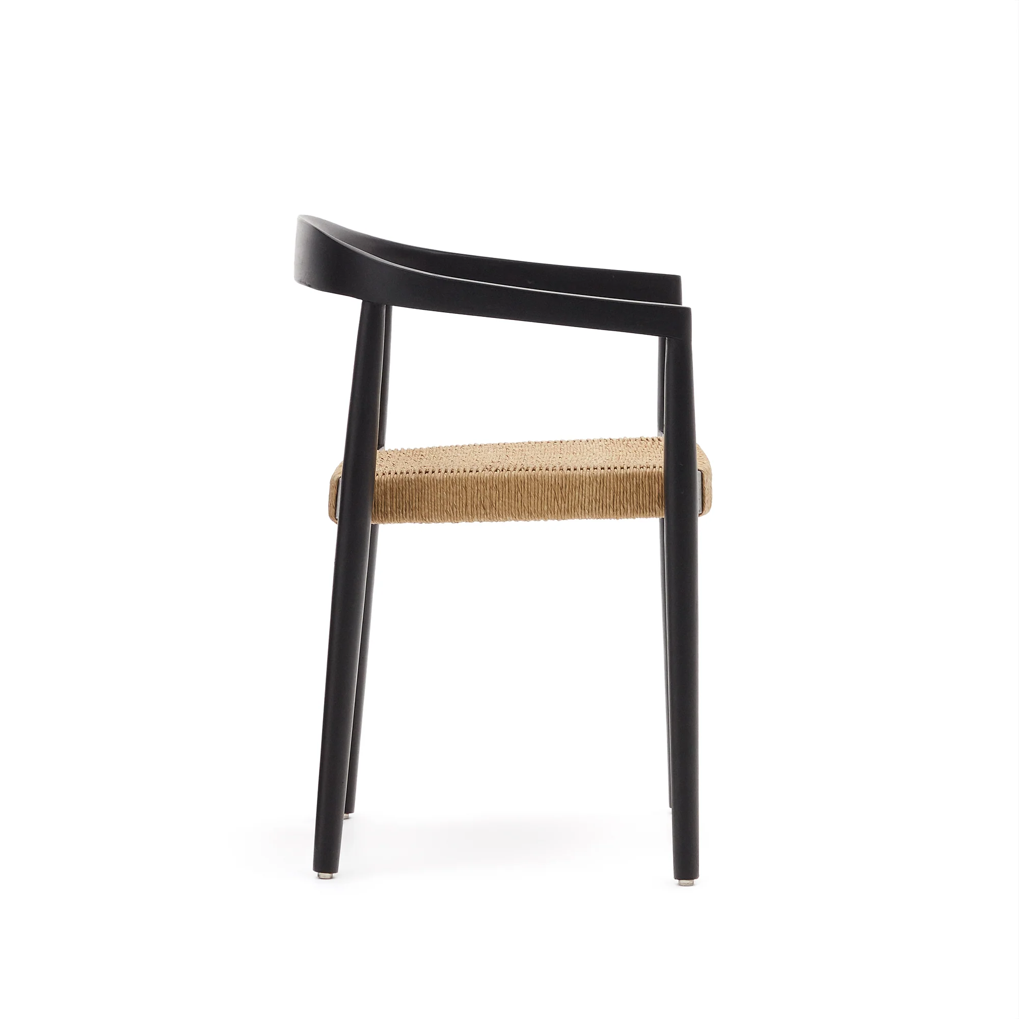 Ydalia stapelbarer Outdoor-Stuhl massives Teakholz schwarz Seil aus synthetischem Rattan - Image 5