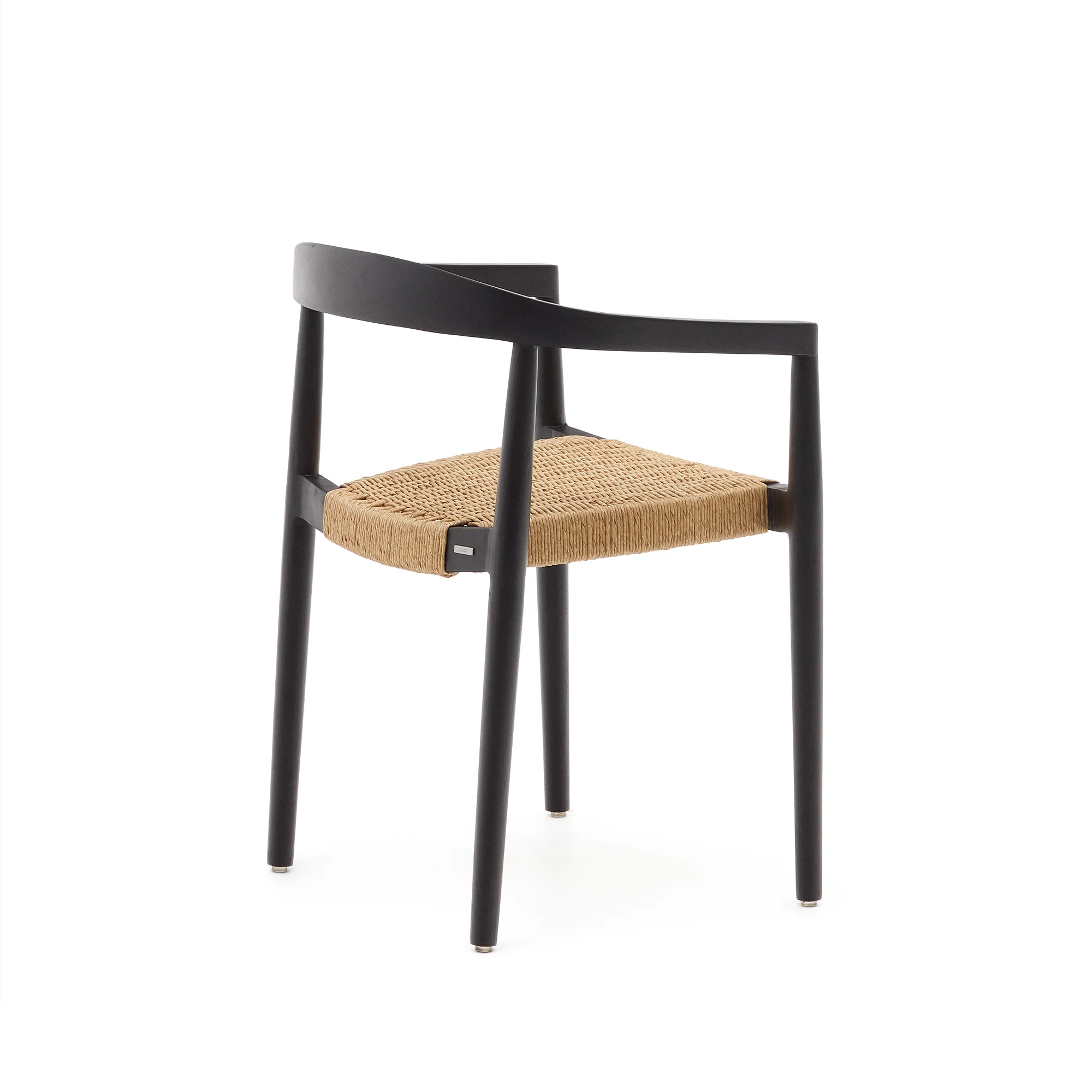 Ydalia stapelbarer Outdoor-Stuhl massives Teakholz schwarz Seil aus synthetischem Rattan - Image 6
