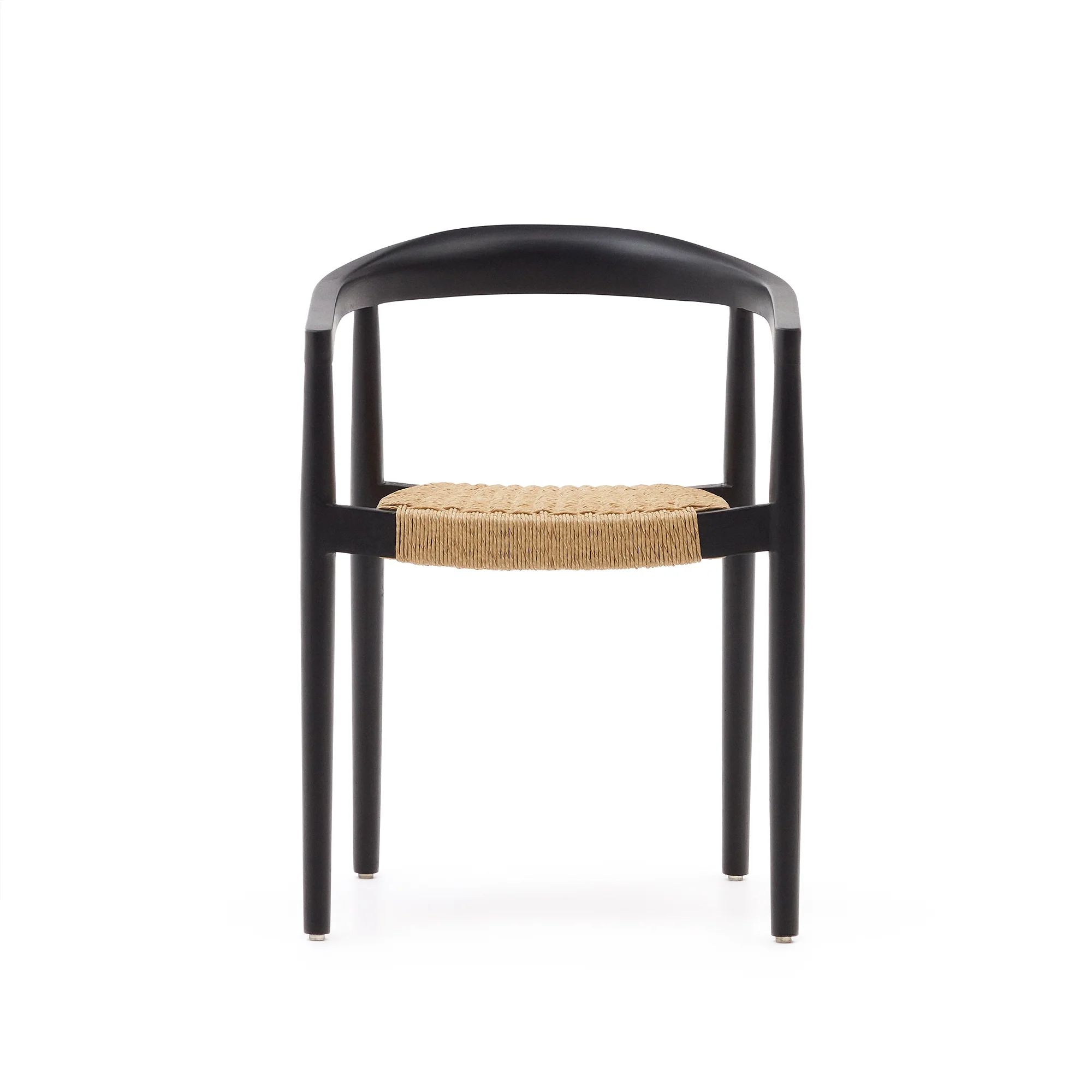 Ydalia stapelbarer Outdoor-Stuhl massives Teakholz schwarz Seil aus synthetischem Rattan - Image 7