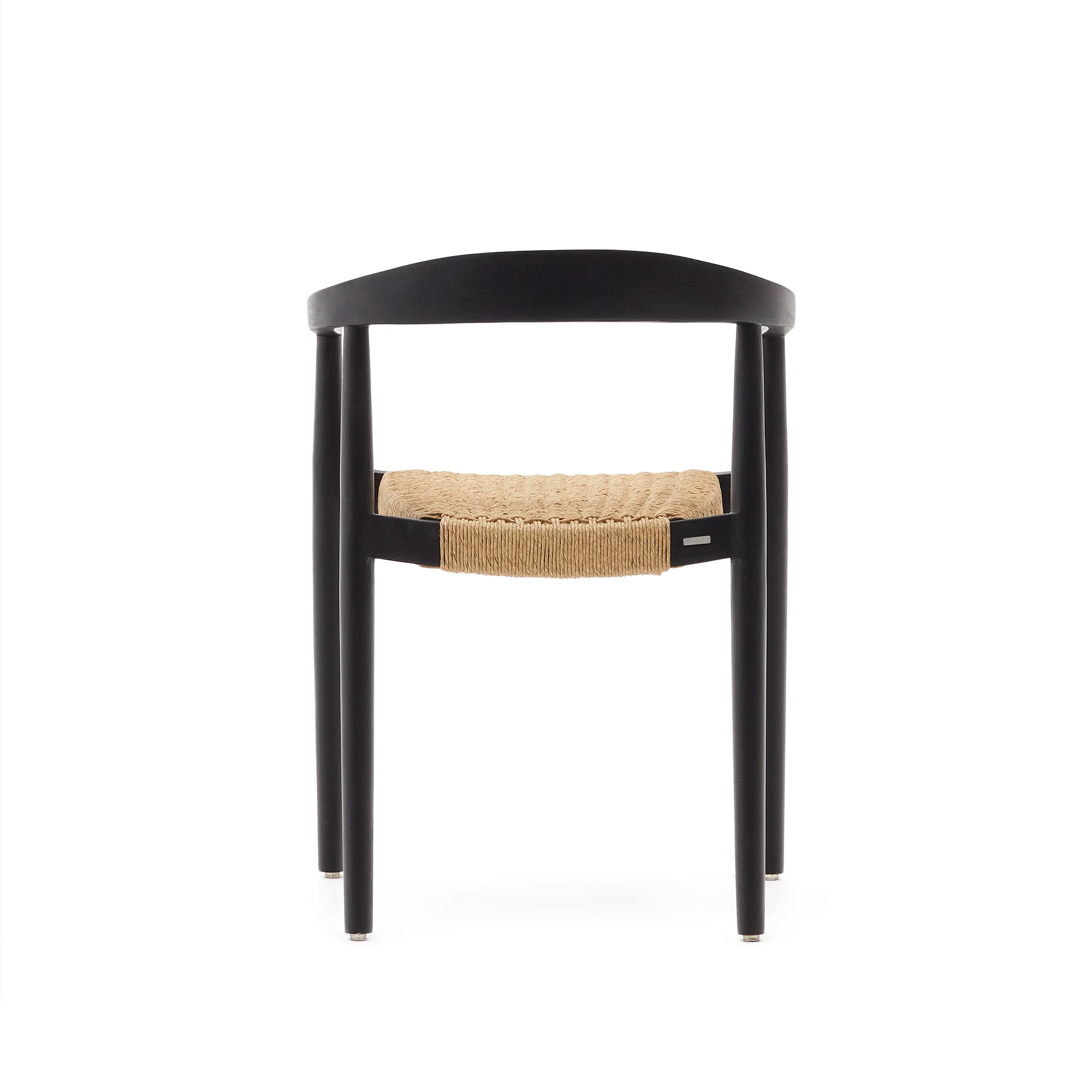Ydalia stapelbarer Outdoor-Stuhl massives Teakholz schwarz Seil aus synthetischem Rattan - Image 8