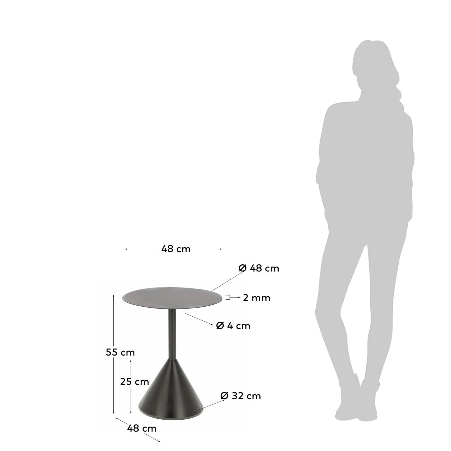 Yinan Beistelltisch Ø 48 cm Schwarz - Image 3
