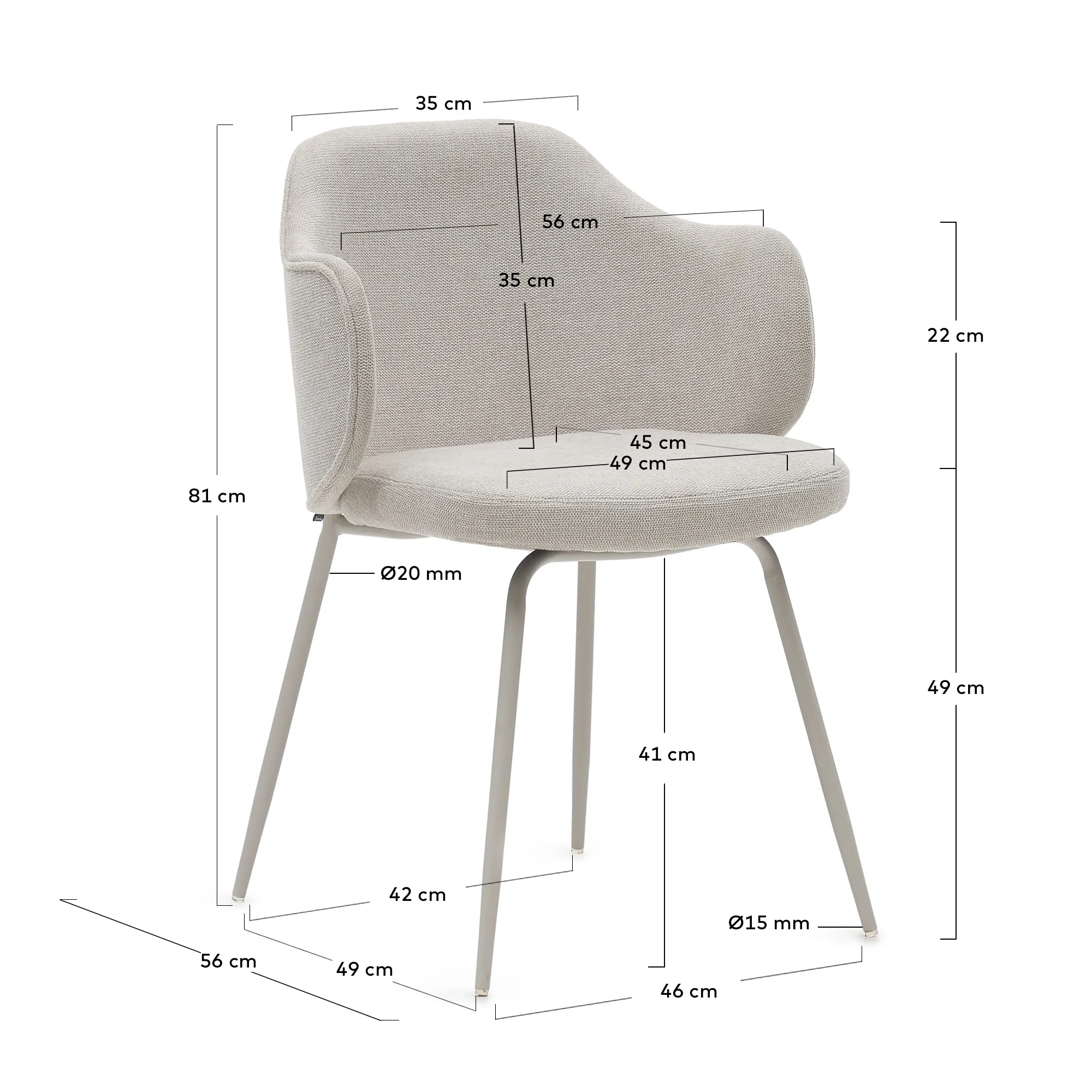 Yunia Stuhl Beige-Finish - Image 4