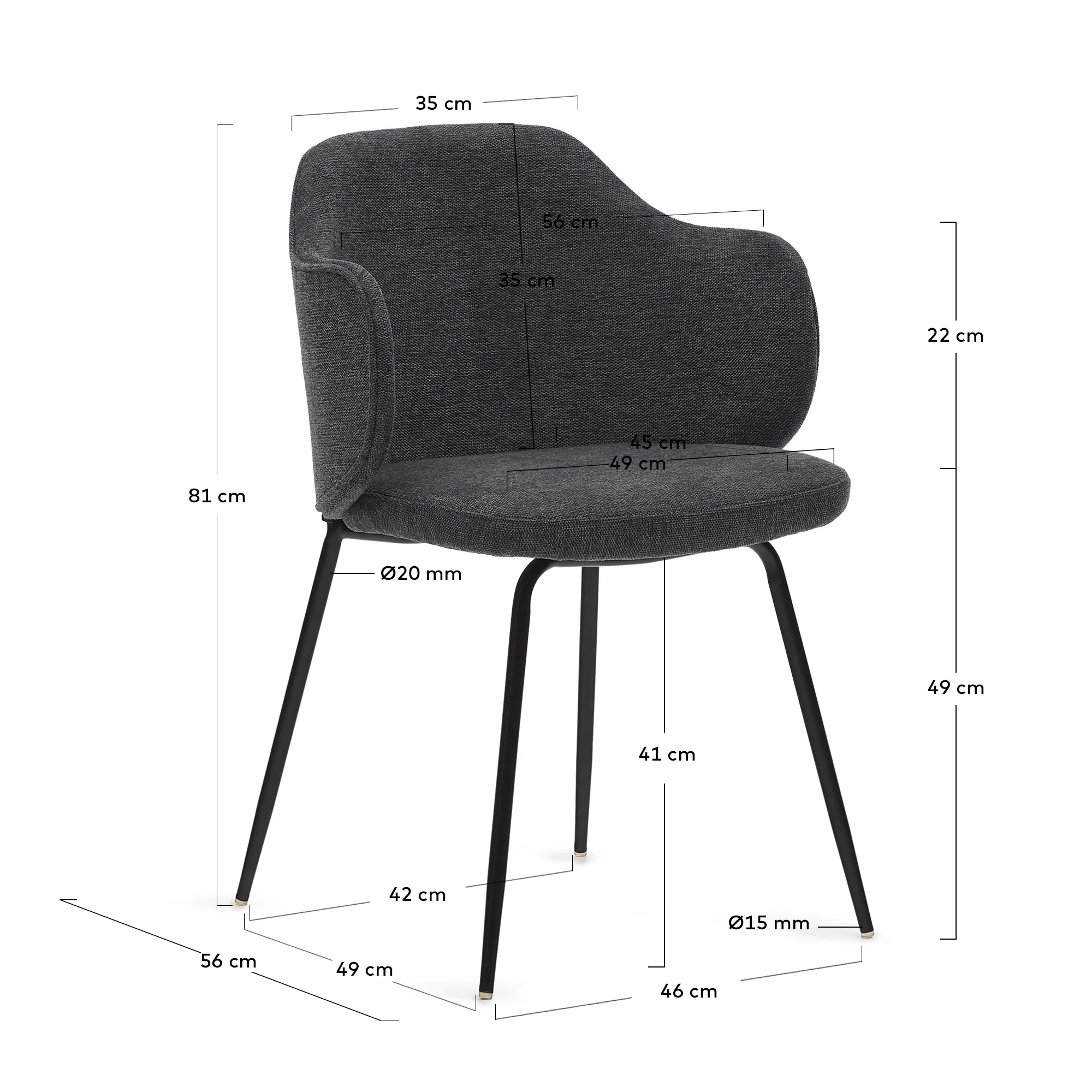 Yunia Stuhl Dark Grey-Finish - Image 4