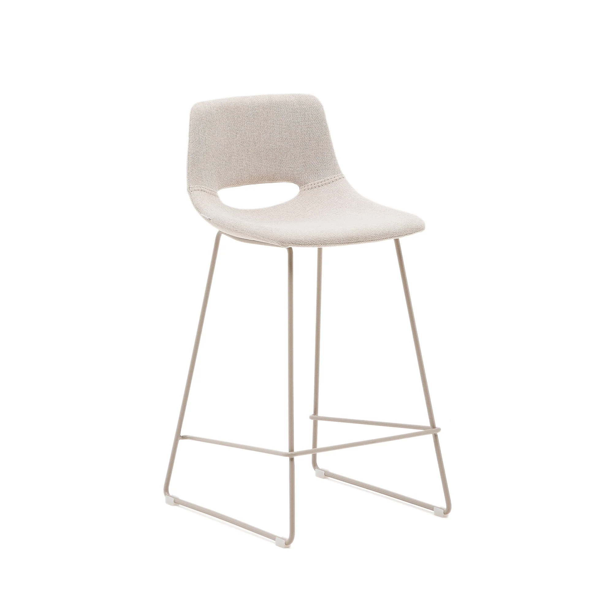 Zahara Hocker beige und Stahl mit beigem Finish 65 cm
