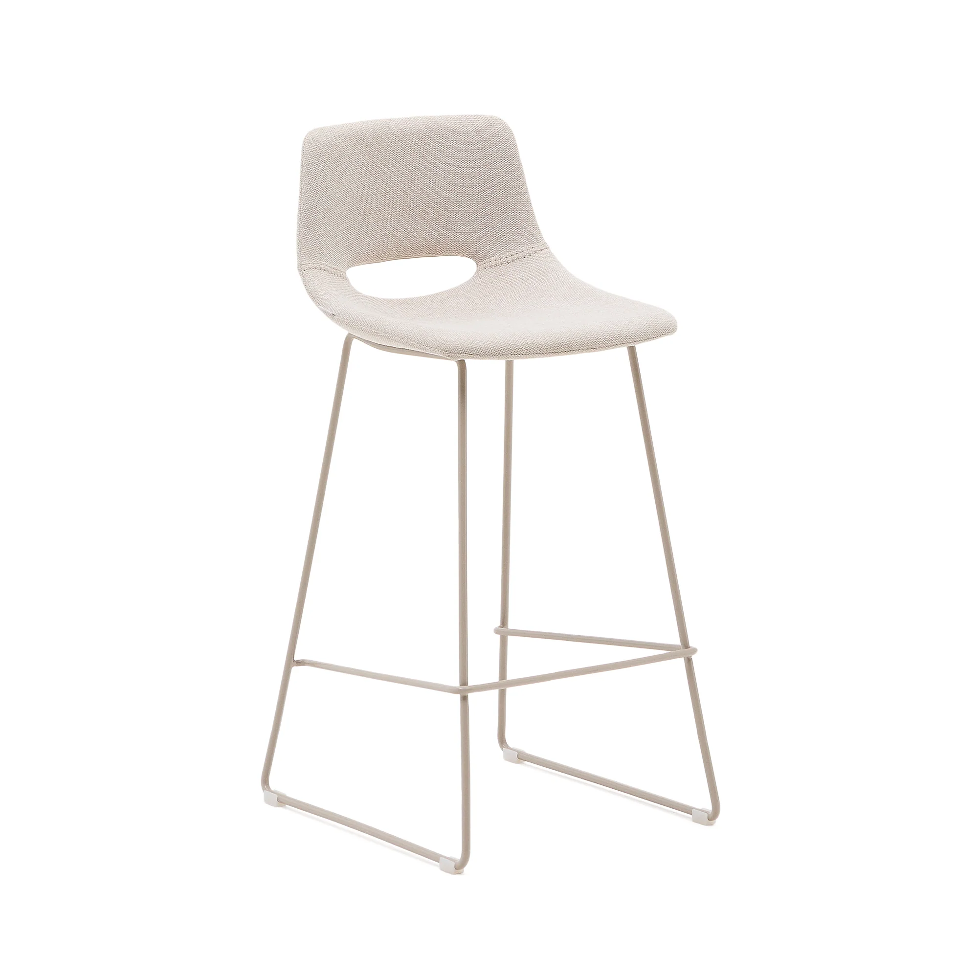 Zahara Hocker beige und Stahl mit beigem Finish 76 cm