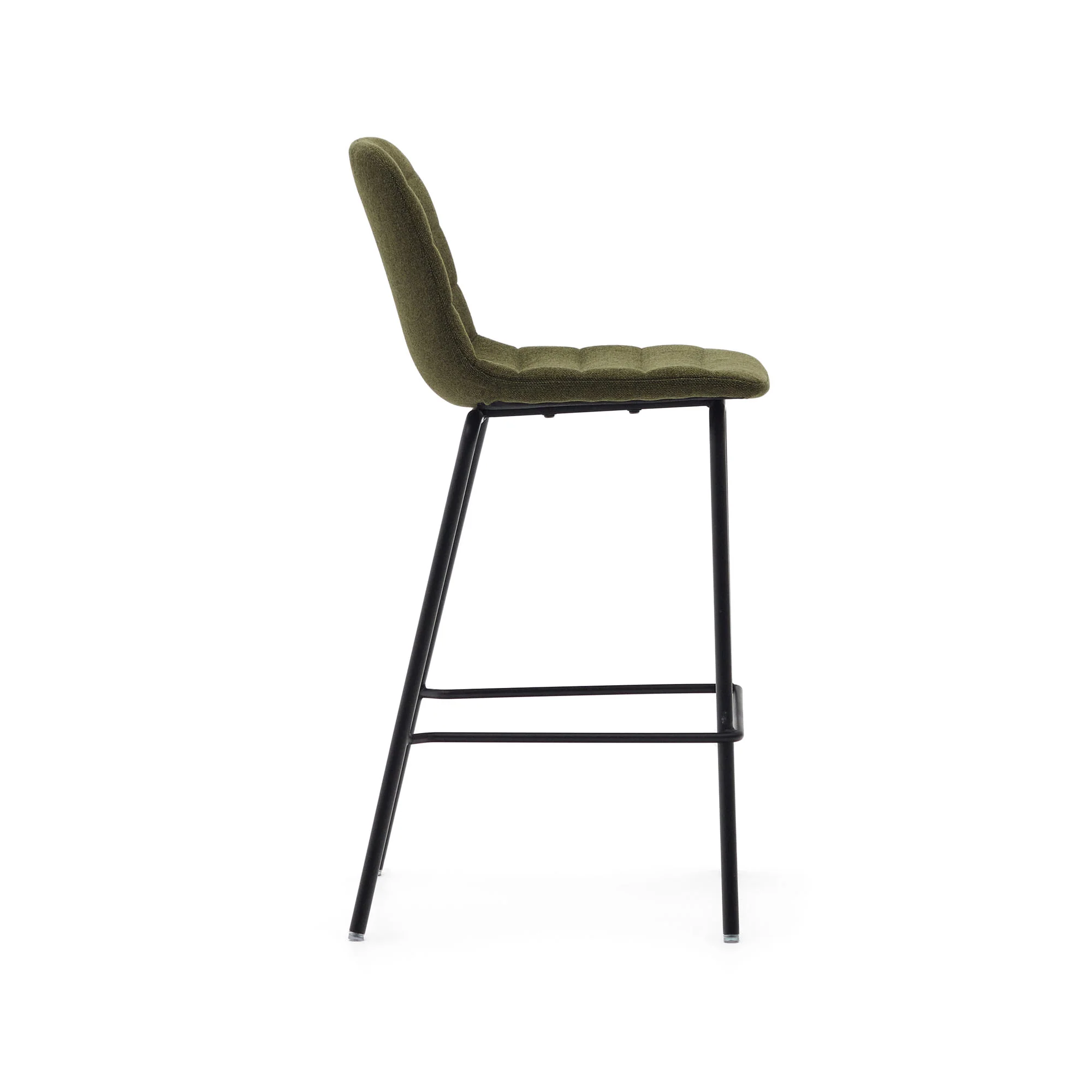 Zunilda Hocker aus dunkelgrünem Chenille und Stahl mit mattschwarzem Finish Höhe 65 cm FSC 100% - Image 2