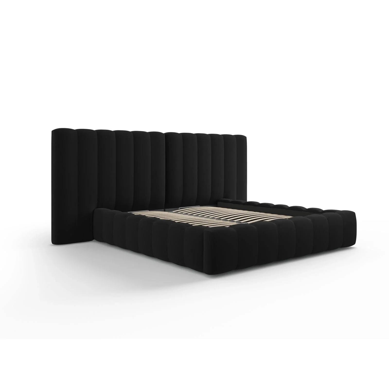 Kelp Bett mit Stauraum und Doppelkopfteil in Samt oder Strukturstoff, 140x200 cm - Image 57