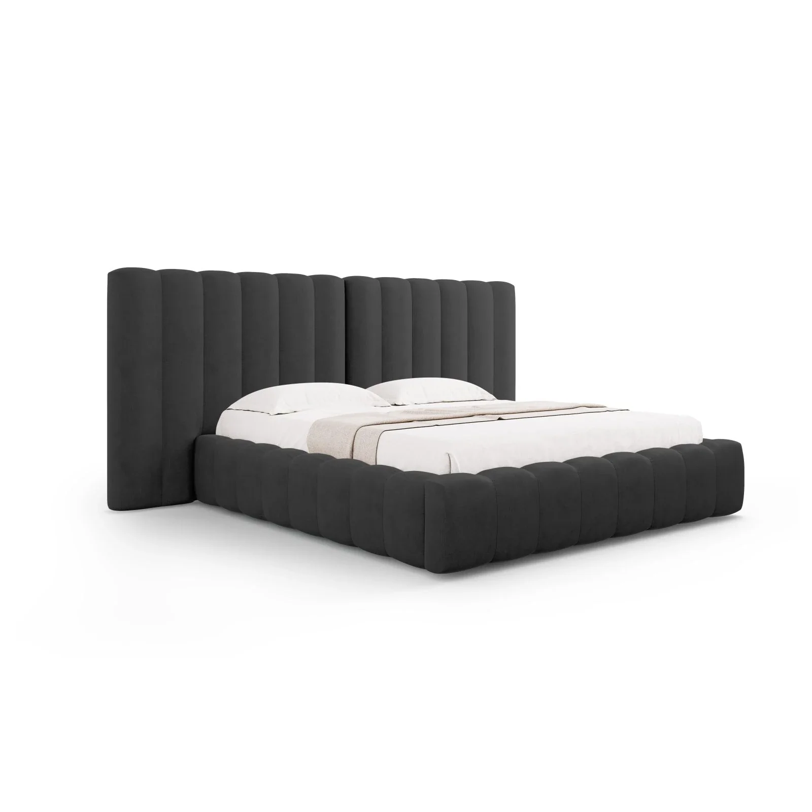 Kelp Bett mit Stauraum und Doppelkopfteil in Samt oder Strukturstoff, 160x200 cm - Image 16