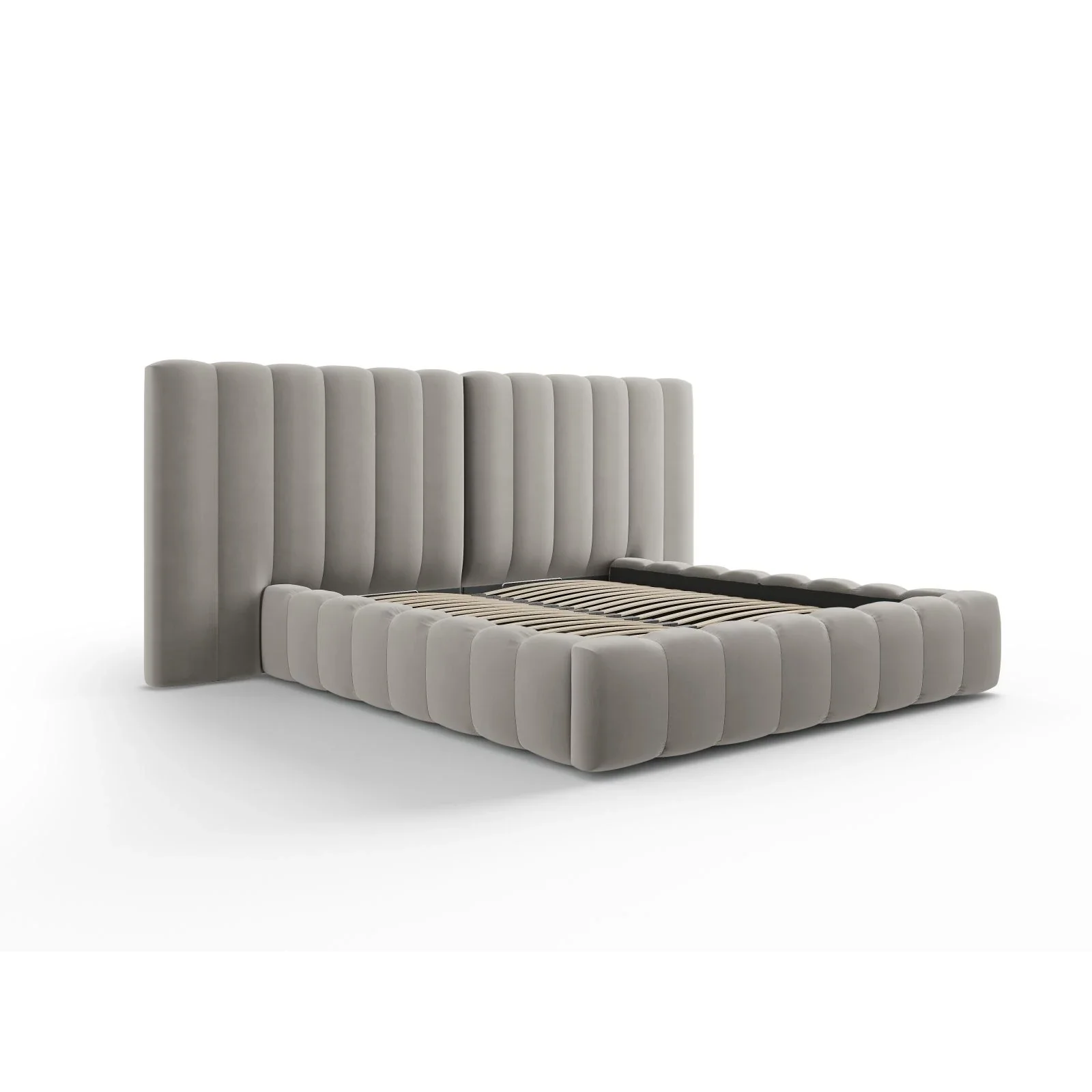 Kelp Bett mit Stauraum und Doppelkopfteil in Samt oder Strukturstoff, 160x200 cm - Image 47