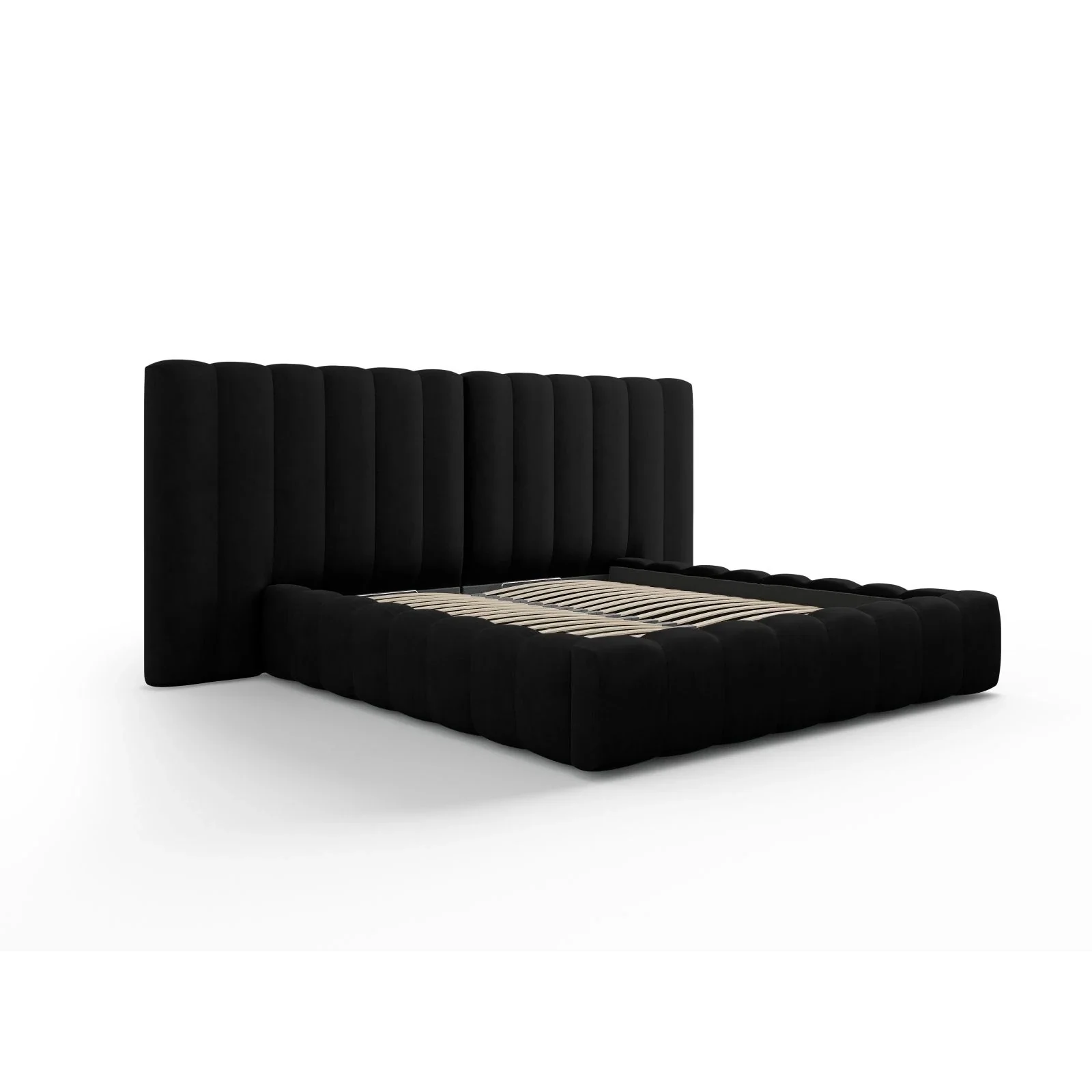 Kelp Bett mit Stauraum und Doppelkopfteil in Samt oder Strukturstoff, 200x200 cm - Image 22