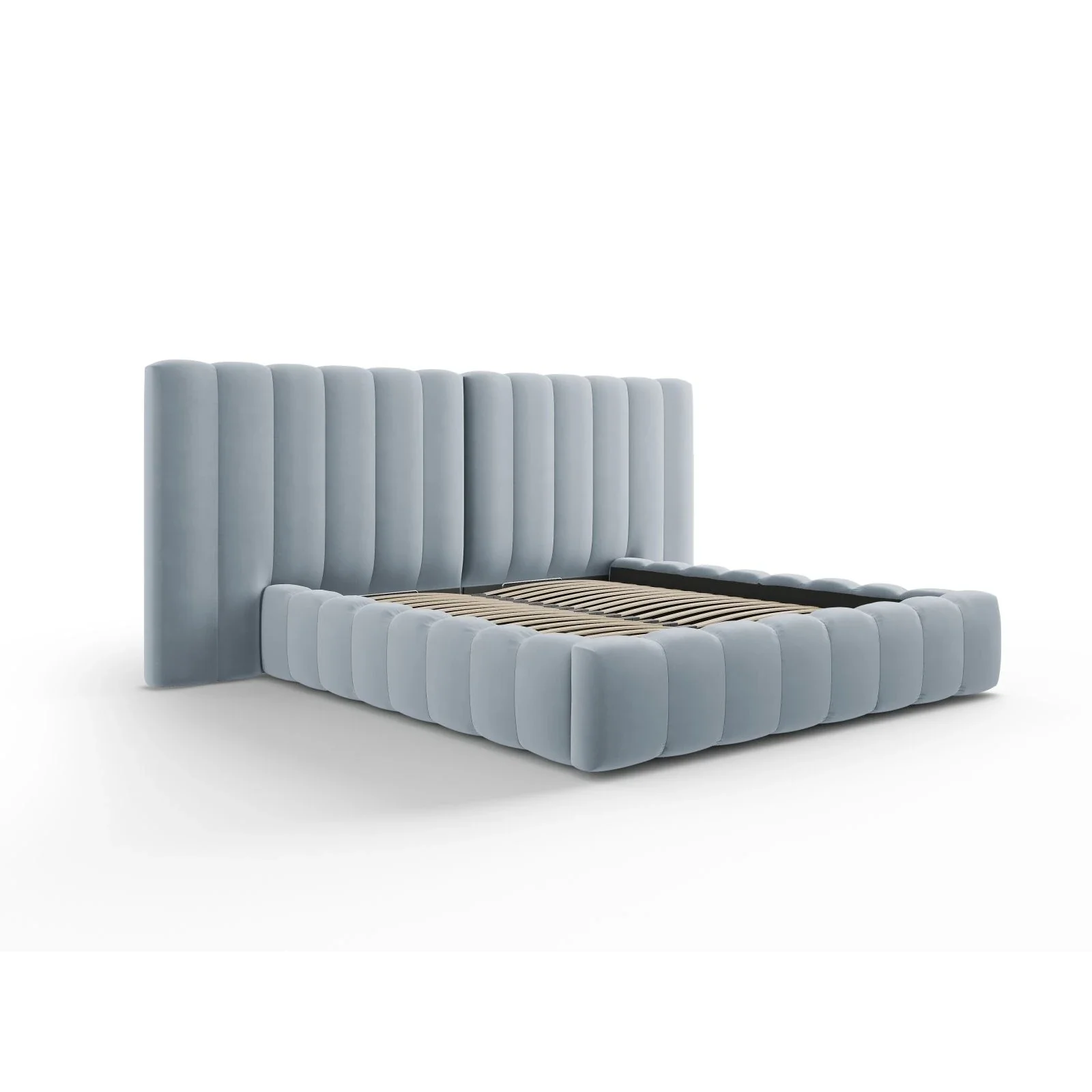 Kelp Bett mit Stauraum und Doppelkopfteil in Samt oder Strukturstoff, 200x200 cm - Image 32