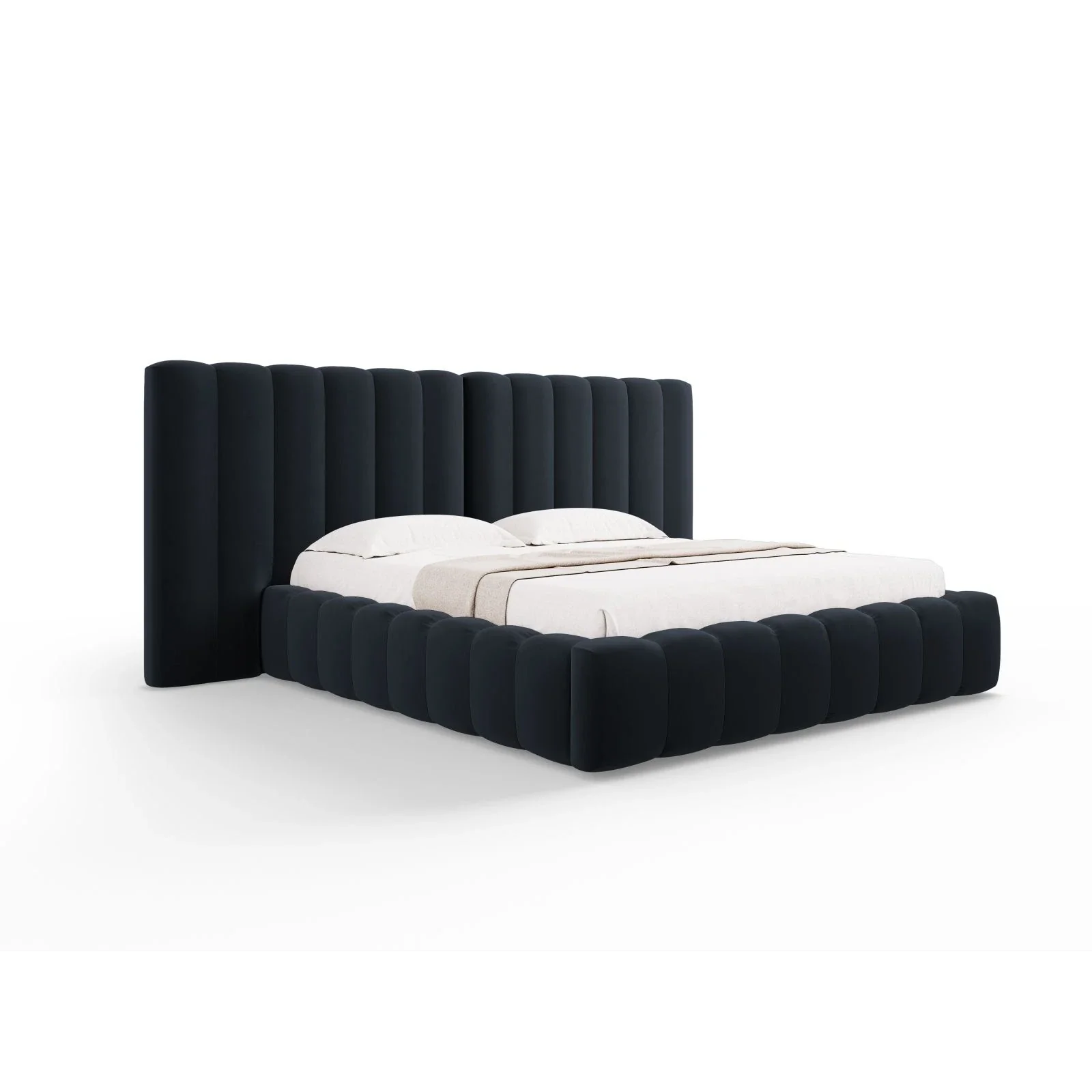 Kelp Bett mit Stauraum und Doppelkopfteil in Samt oder Strukturstoff, 200x200 cm - Image 41