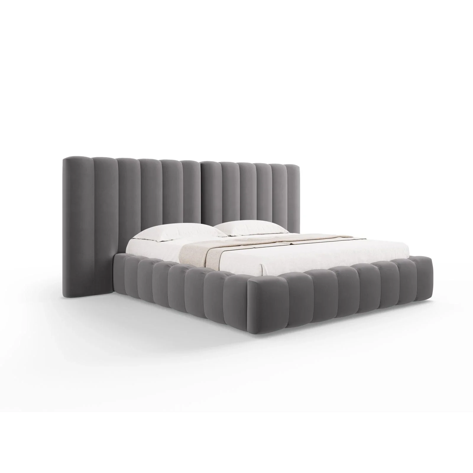 Kelp Bett mit Stauraum und Doppelkopfteil in Samt oder Strukturstoff, 200x200 cm - Image 51