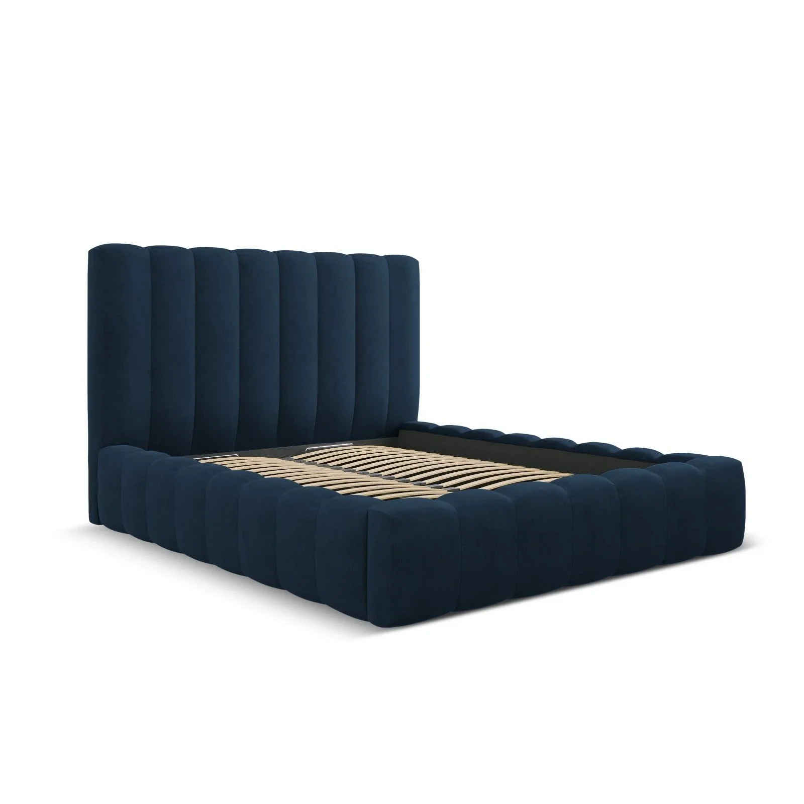 Kelp Bett mit Stauraum und Kopfteil in Samt oder Strukturstoff, 160x200 cm - Image 12