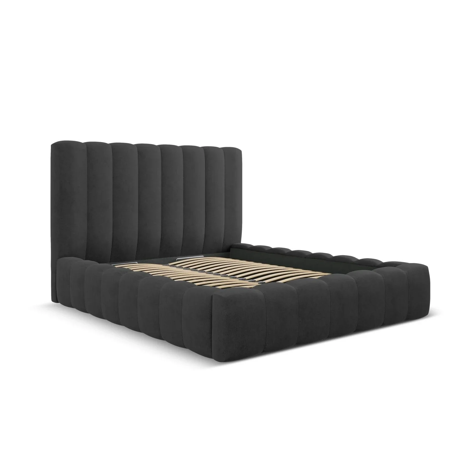 Kelp Bett mit Stauraum und Kopfteil in Samt oder Strukturstoff, 160x200 cm - Image 17
