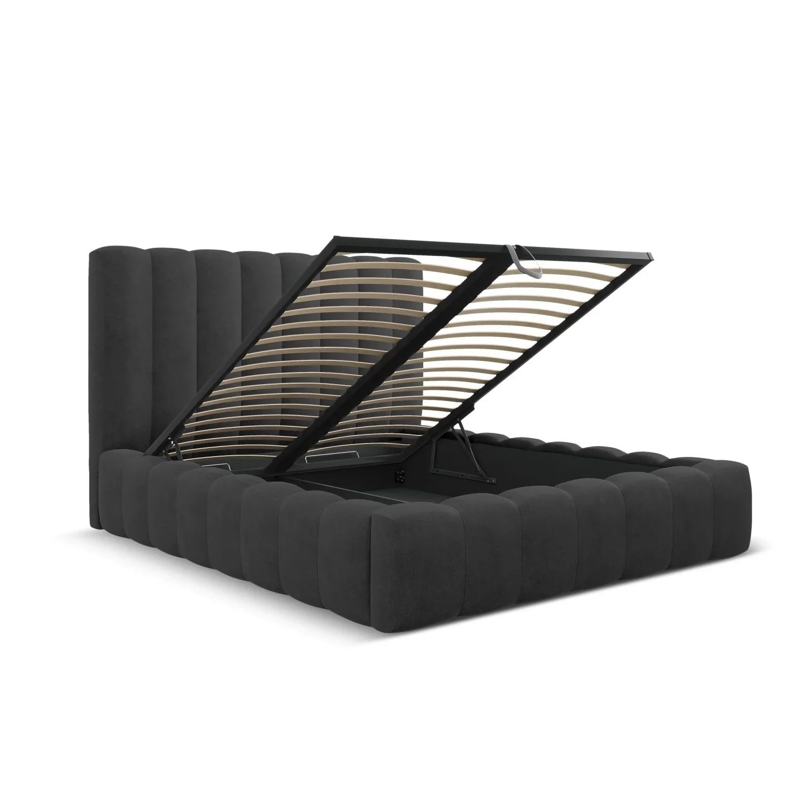 Kelp Bett mit Stauraum und Kopfteil in Samt oder Strukturstoff, 160x200 cm - Image 18