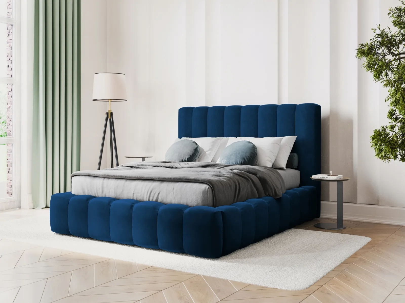 Kelp Bett mit Stauraum und Kopfteil in Samt oder Strukturstoff, 160x200 cm - Image 43