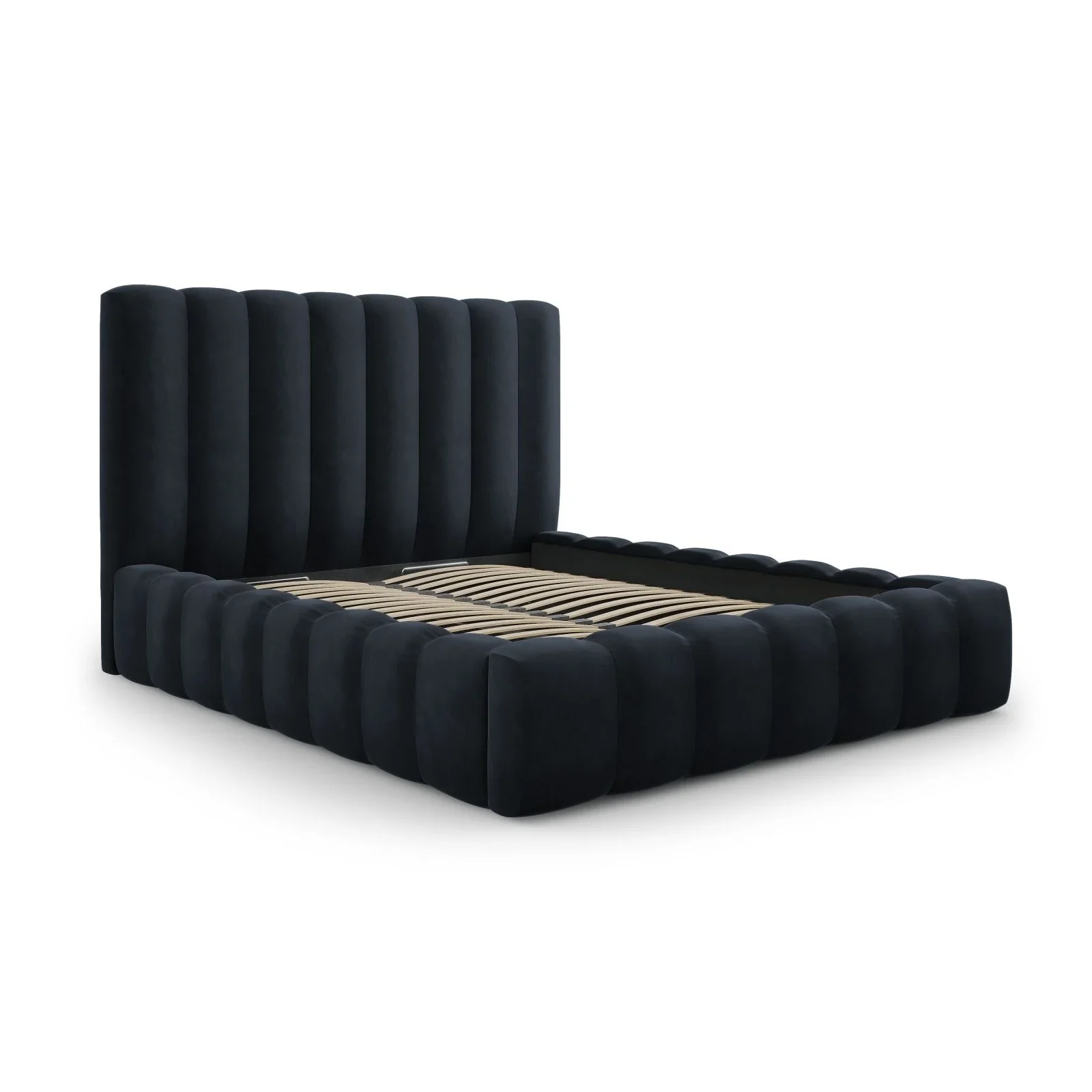 Kelp Bett mit Stauraum und Kopfteil in Samt oder Strukturstoff, 160x200 cm - Image 52